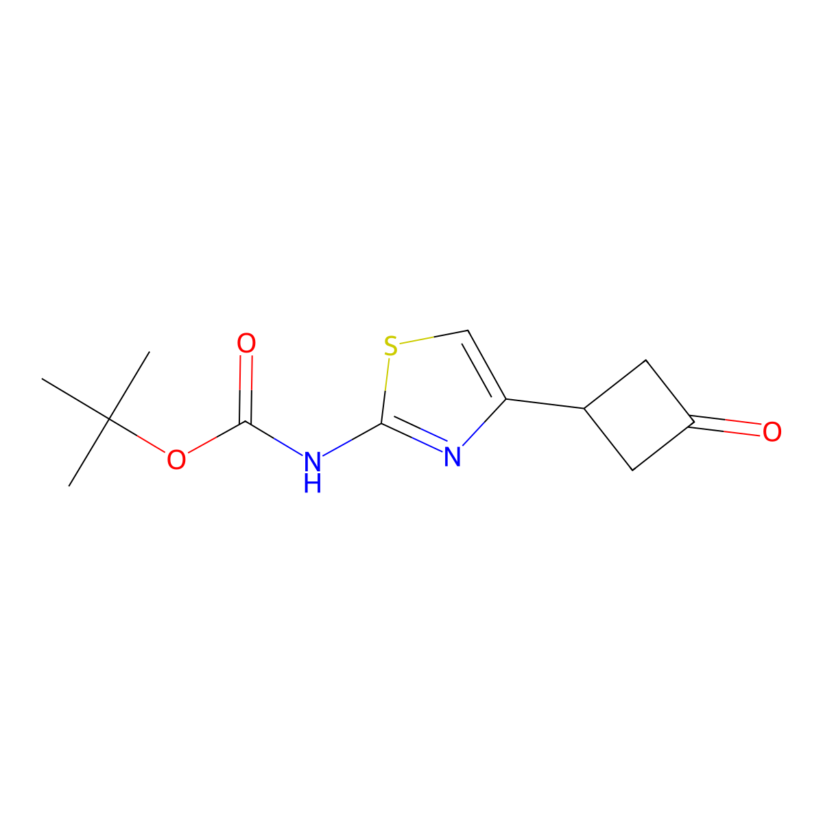 tert-butyl N-[4-(3-oxocyclobutyl)-1,3-thiazol-2-yl]carbamate molecular structure, CAS 2357836-59-8