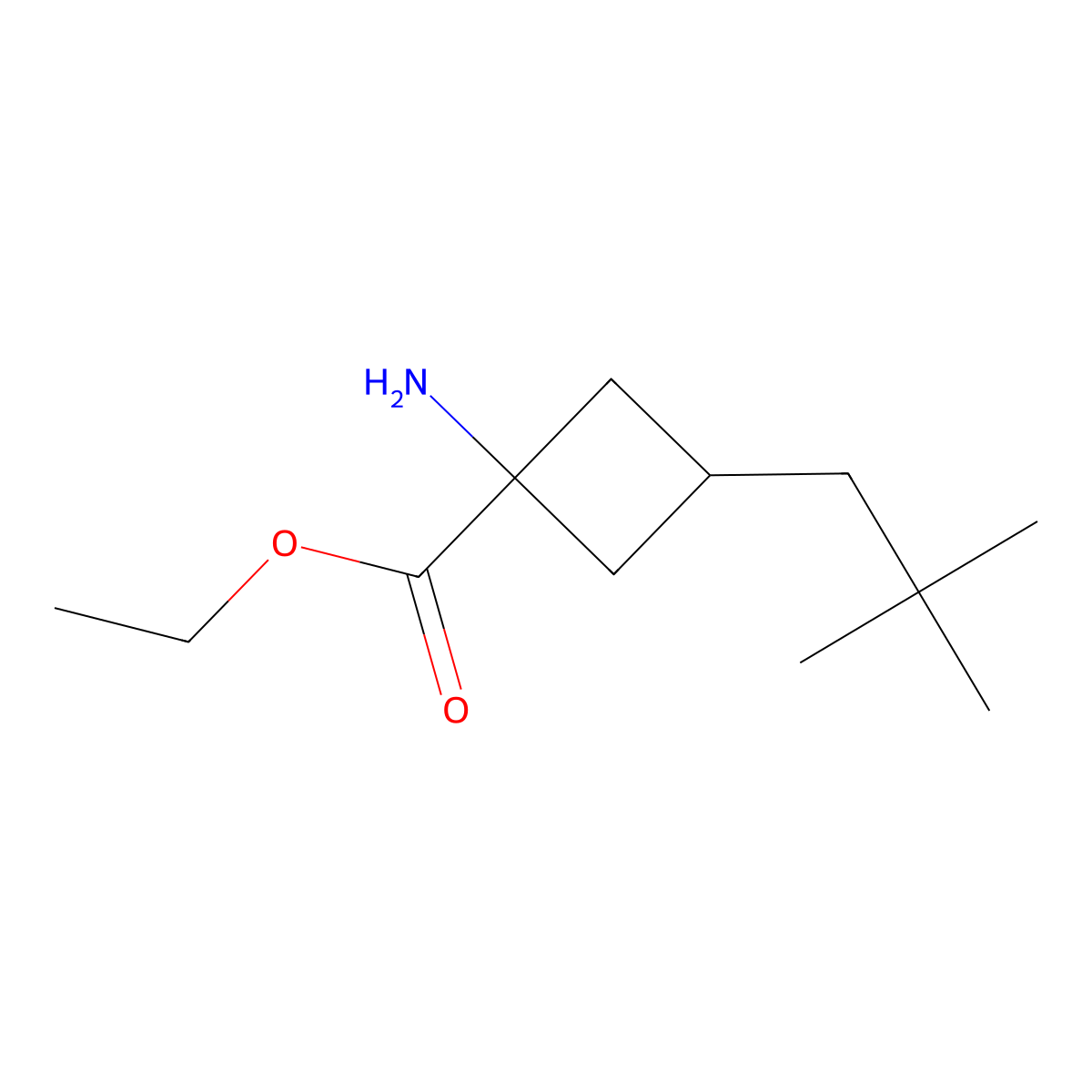 Ethyl 1-amino-3-(2,2-dimethylpropyl)cyclobutane-1-carboxylate molecular structure, CAS 2357928-37-9