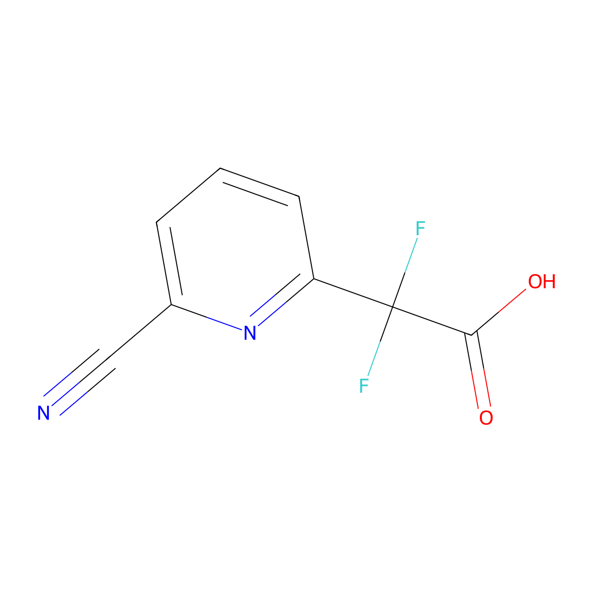 2-(6-Cyanopyridin-2-yl)-2,2-difluoroacetic acid molecular structure, CAS 2357940-48-6