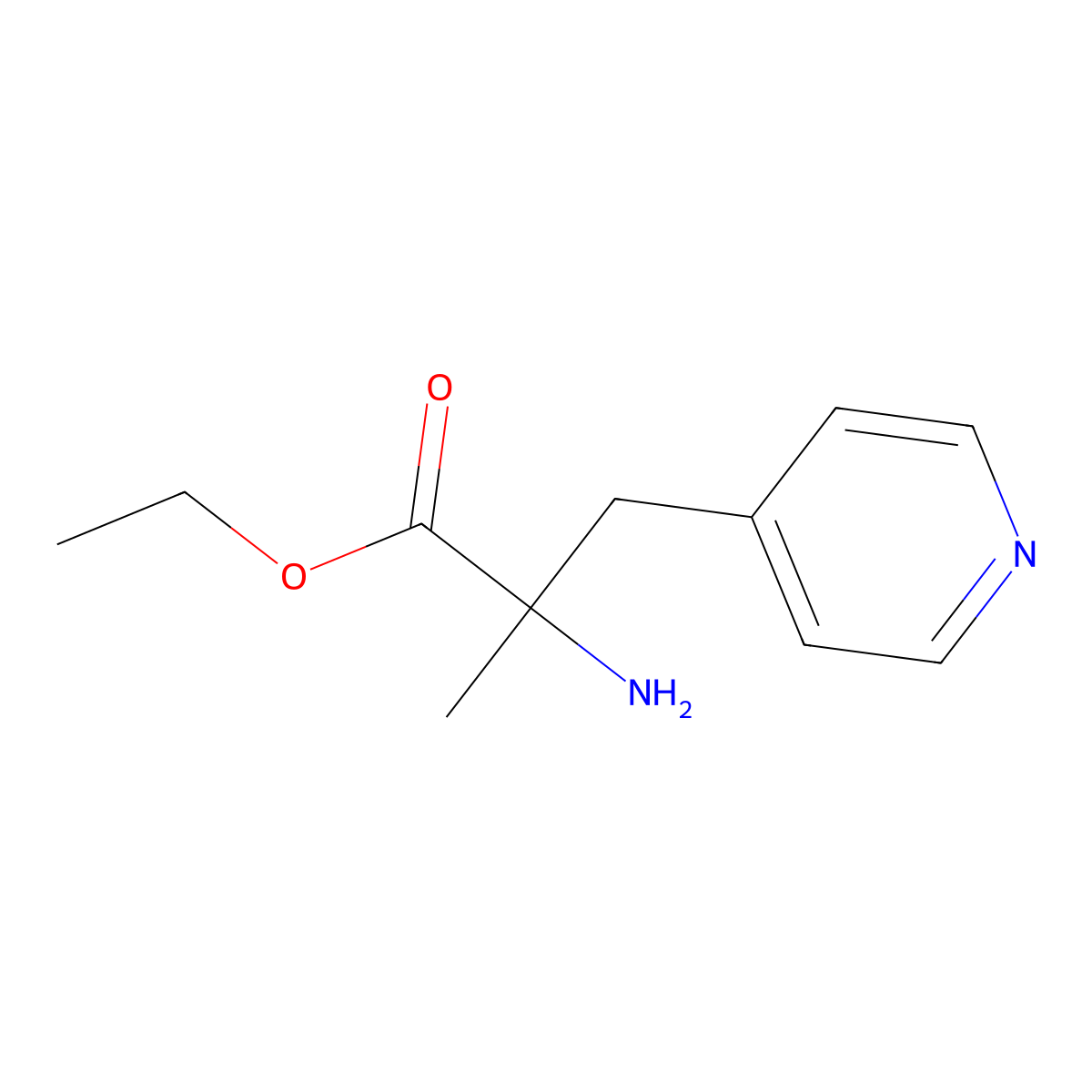 Ethyl 2-amino-2-methyl-3-(pyridin-4-yl)propanoate molecular structure, CAS 2357972-14-4