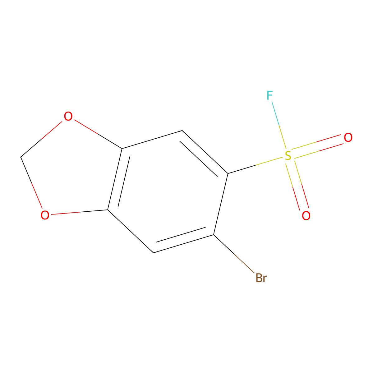 6-Bromo-1,3-dioxaindane-5-sulfonyl fluoride molecular structure, CAS 2357977-31-0