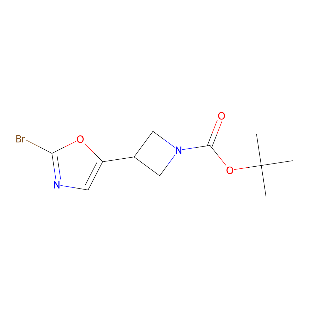 Tert-butyl 3-(2-bromo-1,3-oxazol-5-yl)azetidine-1-carboxylate molecular structure, CAS 2358046-01-0