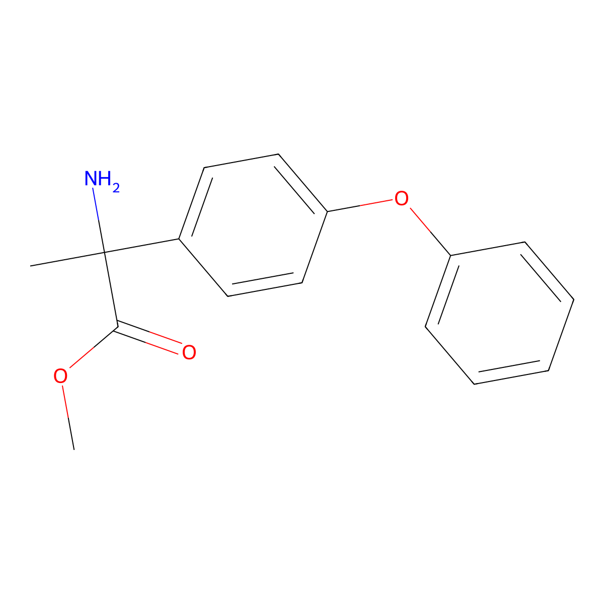 Methyl 2-amino-2-(4-phenoxyphenyl)propanoate molecular structure, CAS 2358049-04-2