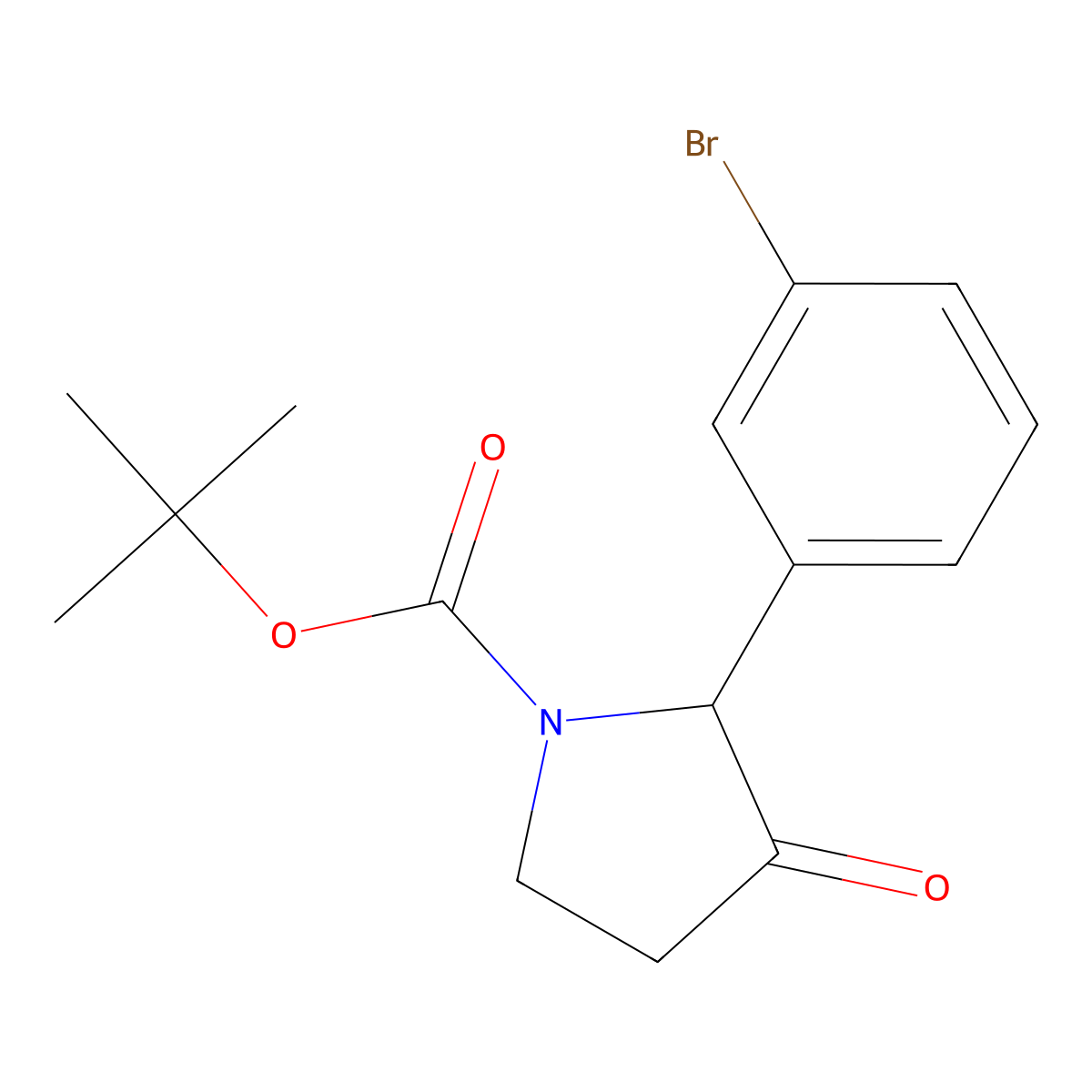 Tert-butyl 2-(3-bromophenyl)-3-oxopyrrolidine-1-carboxylate molecular structure, CAS 2358049-59-7