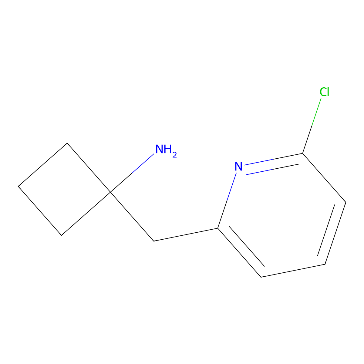 1-[(6-Chloro-2-pyridyl)methyl]cyclobutanamine molecular structure, CAS 2358095-38-0