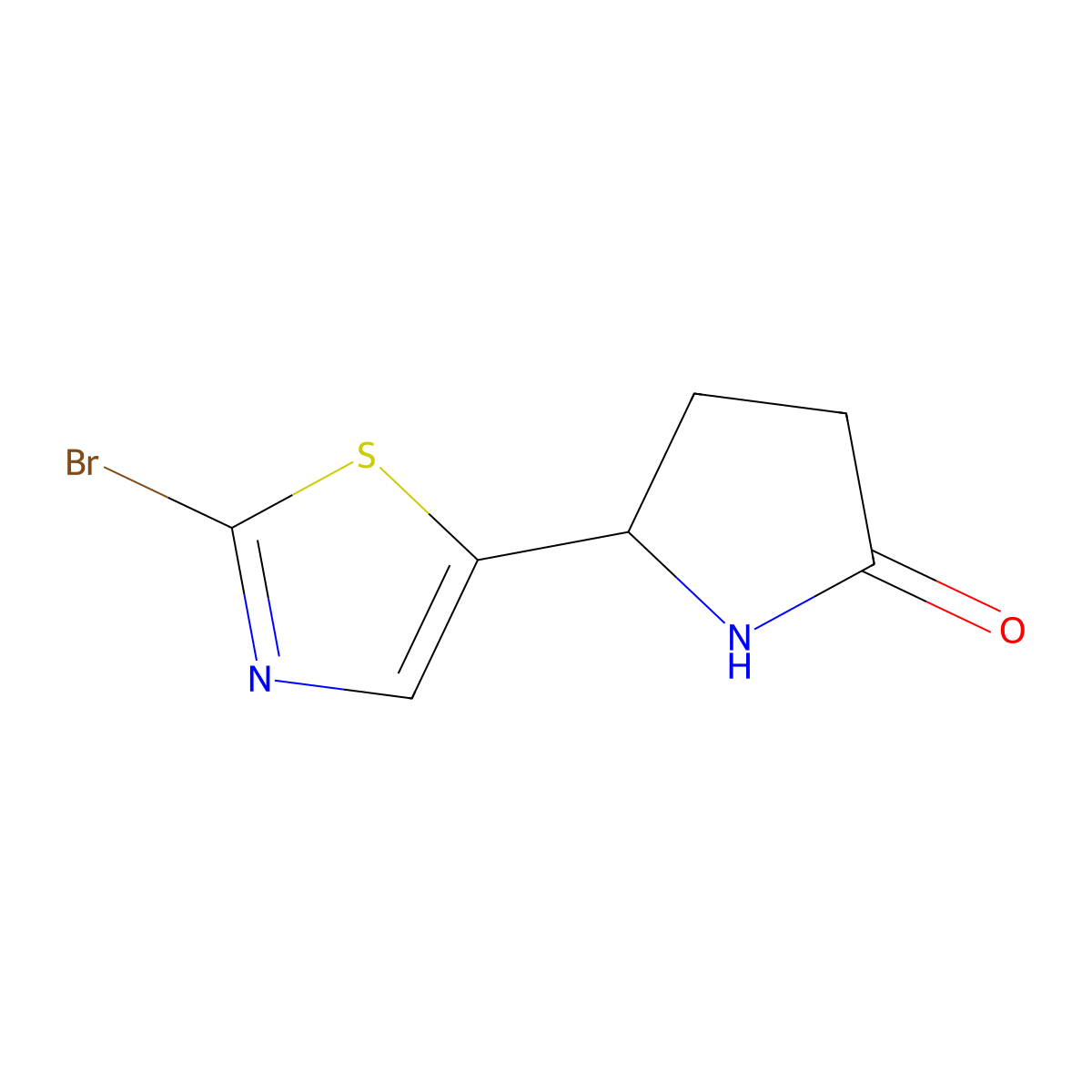 5-(2-Bromo-1,3-thiazol-5-yl)pyrrolidin-2-one molecular structure, CAS 2358111-27-8
