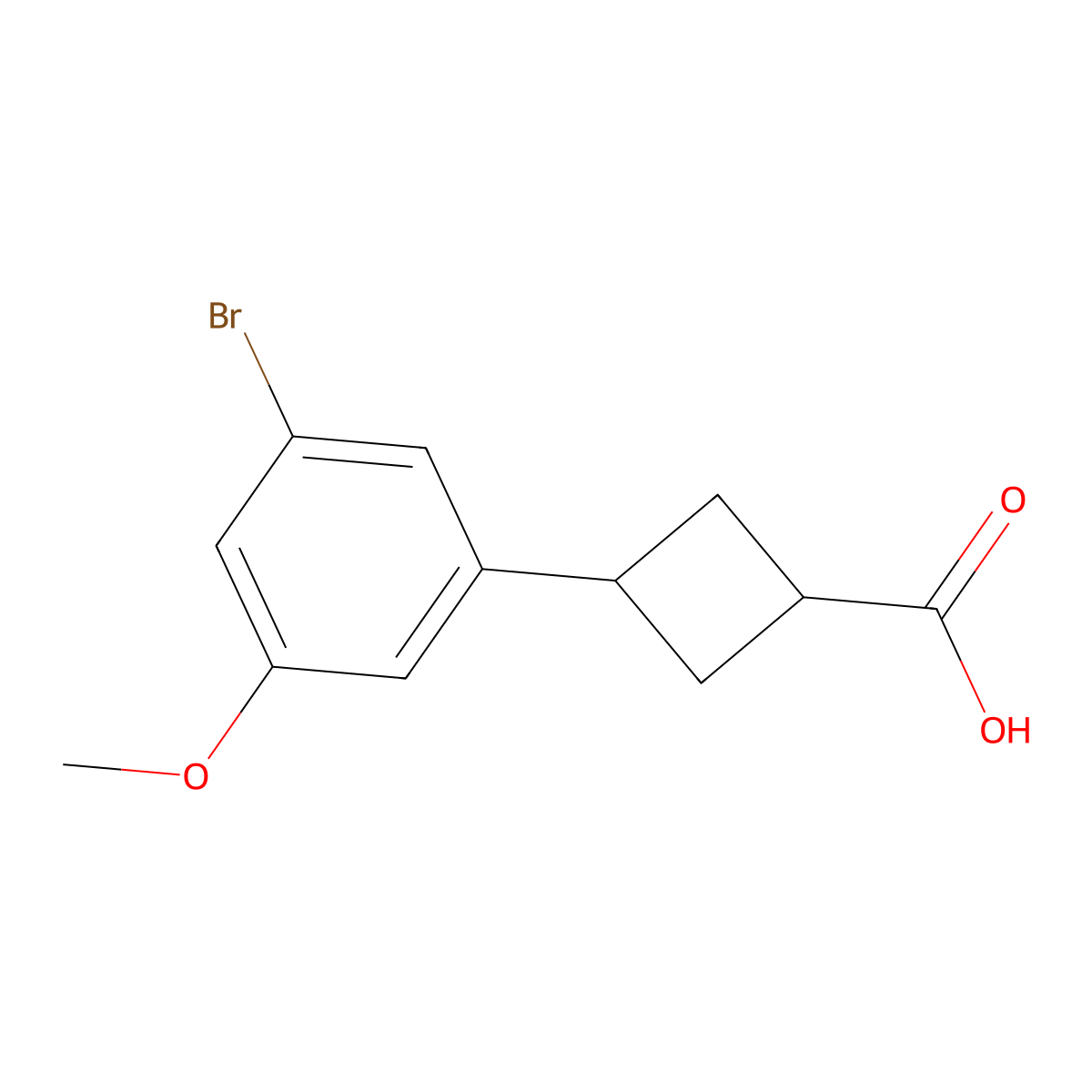 3-(3-Bromo-5-methoxyphenyl)cyclobutane-1-carboxylicacid molecular structure, CAS 2358116-28-4