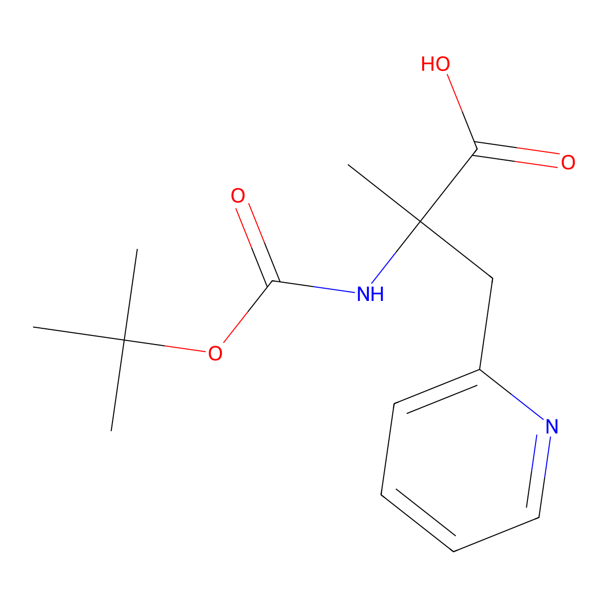 2-{[(Tert-butoxy)carbonyl]amino}-2-methyl-3-(pyridin-2-yl)propanoicacid molecular structure, CAS 2358157-36-3