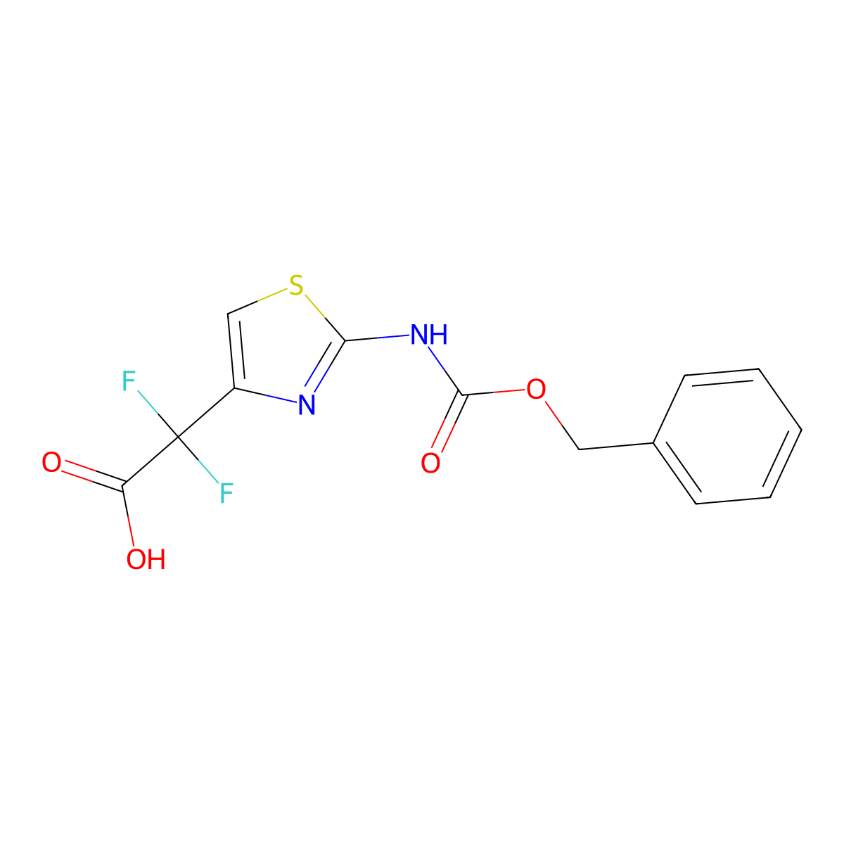 2-(2-{[(Benzyloxy)carbonyl]amino}-1,3-thiazol-4-yl)-2,2-difluoroacetic acid molecular structure, CAS 2358191-98-5
