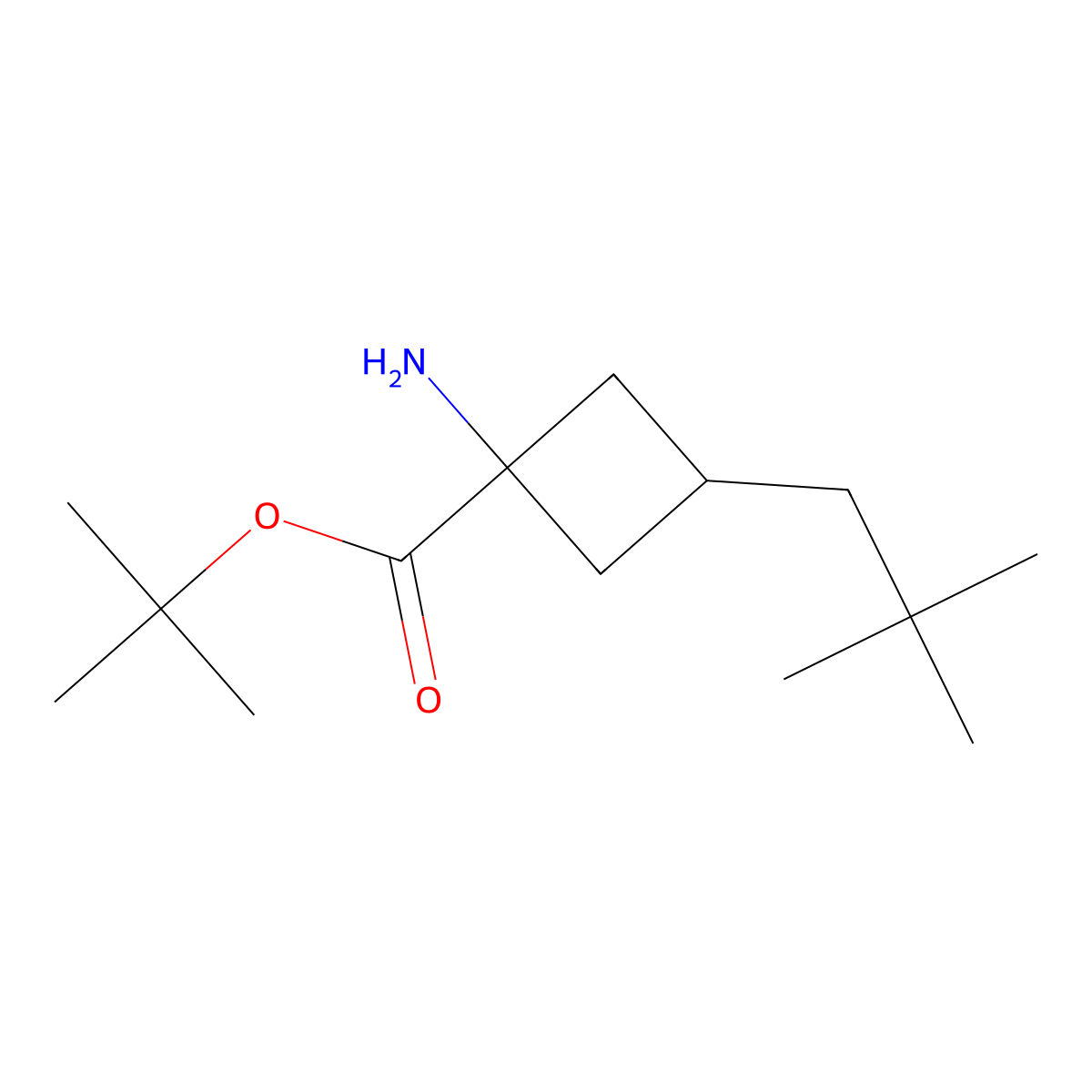 Tert-butyl 1-amino-3-(2,2-dimethylpropyl)cyclobutane-1-carboxylate molecular structure, CAS 2358192-10-4