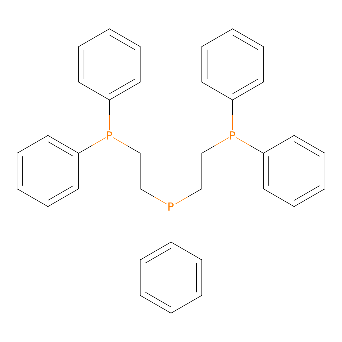Bis(2-(diphenylphosphino)ethyl)phenylphosphine molecular structure, CAS 23582-02-7