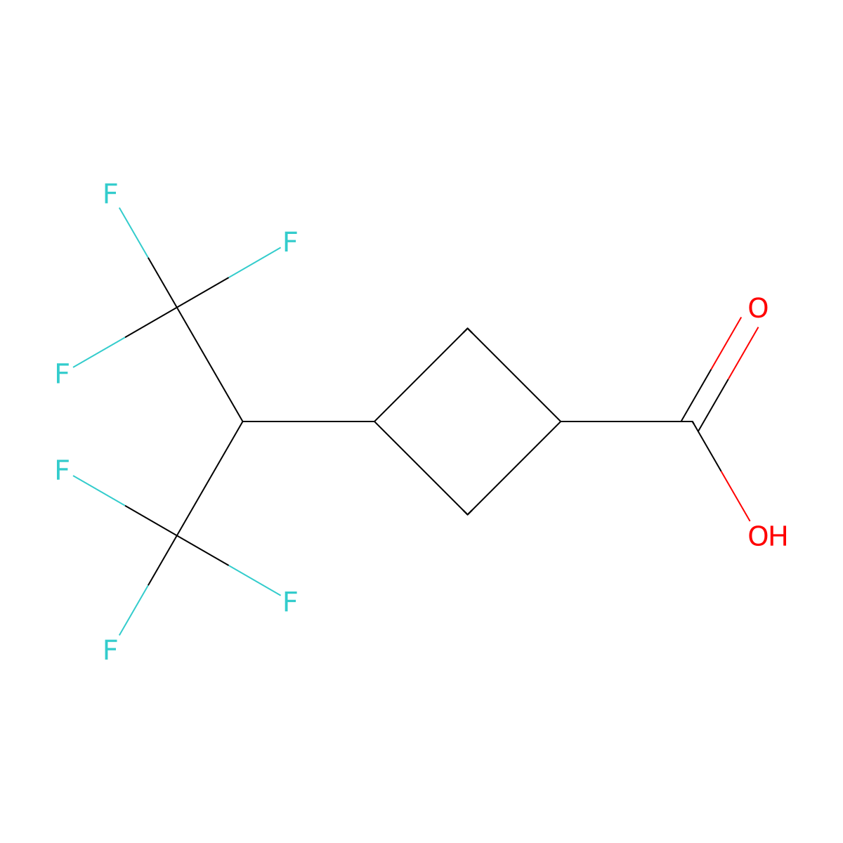 3-(1,1,1,3,3,3-Hexafluoropropan-2-yl)cyclobutane-1-carboxylic acid molecular structure, CAS 2358216-49-4
