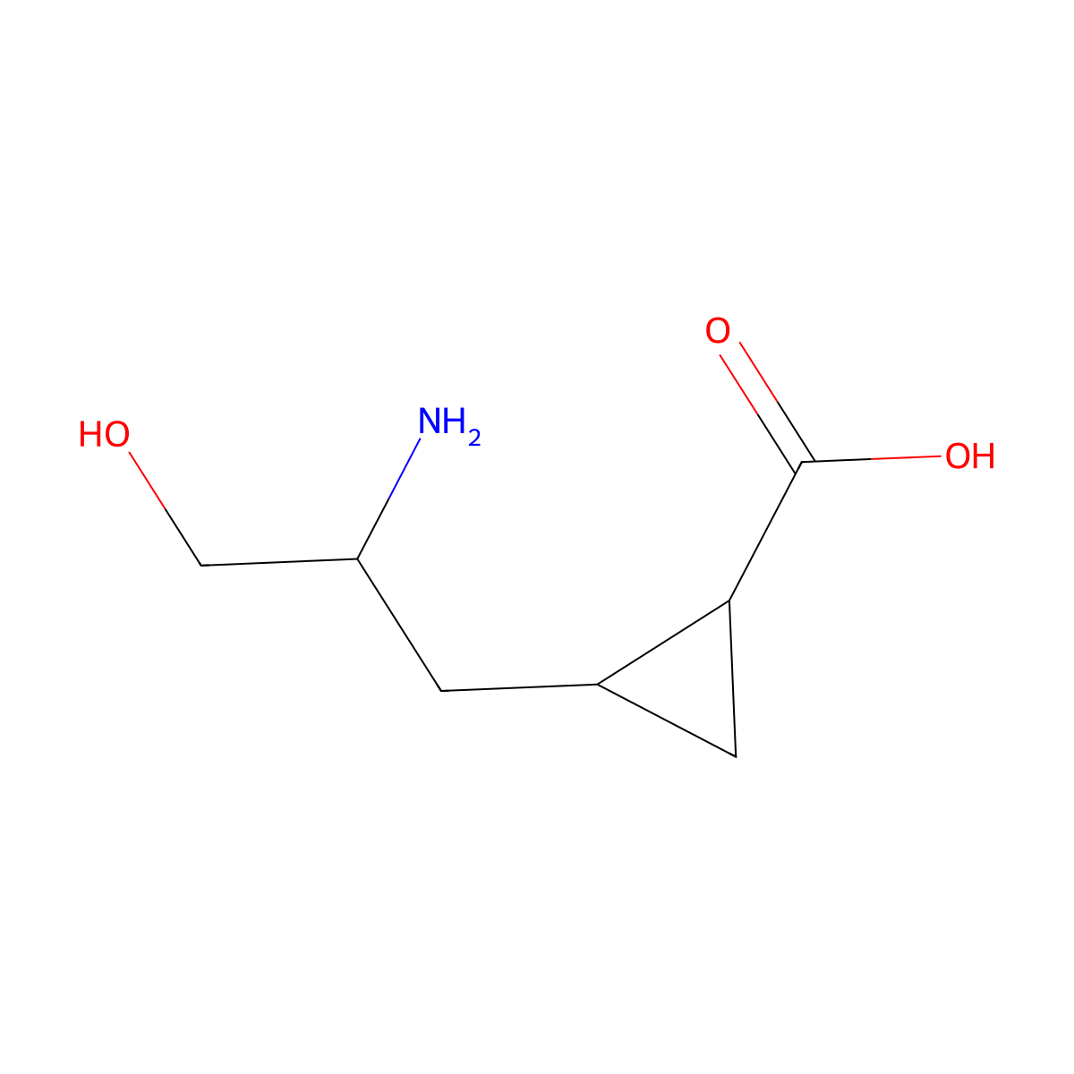 2-(2-Amino-3-hydroxypropyl)cyclopropane-1-carboxylic acid molecular structure, CAS 2358221-33-5
