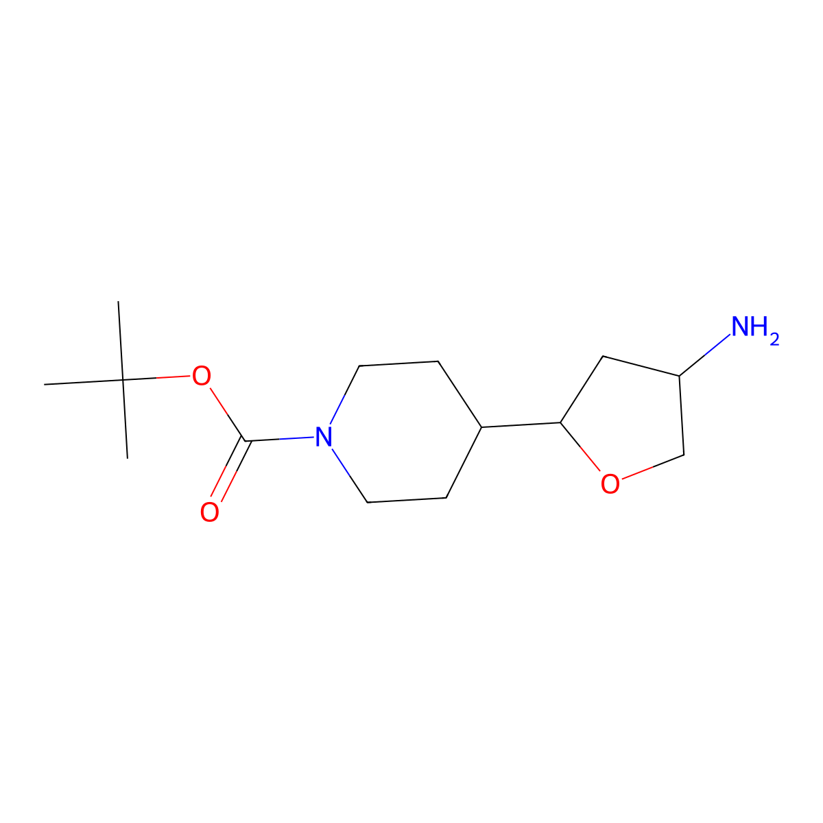 Tert-butyl 4-(4-aminooxolan-2-yl)piperidine-1-carboxylate molecular structure, CAS 2358238-05-6
