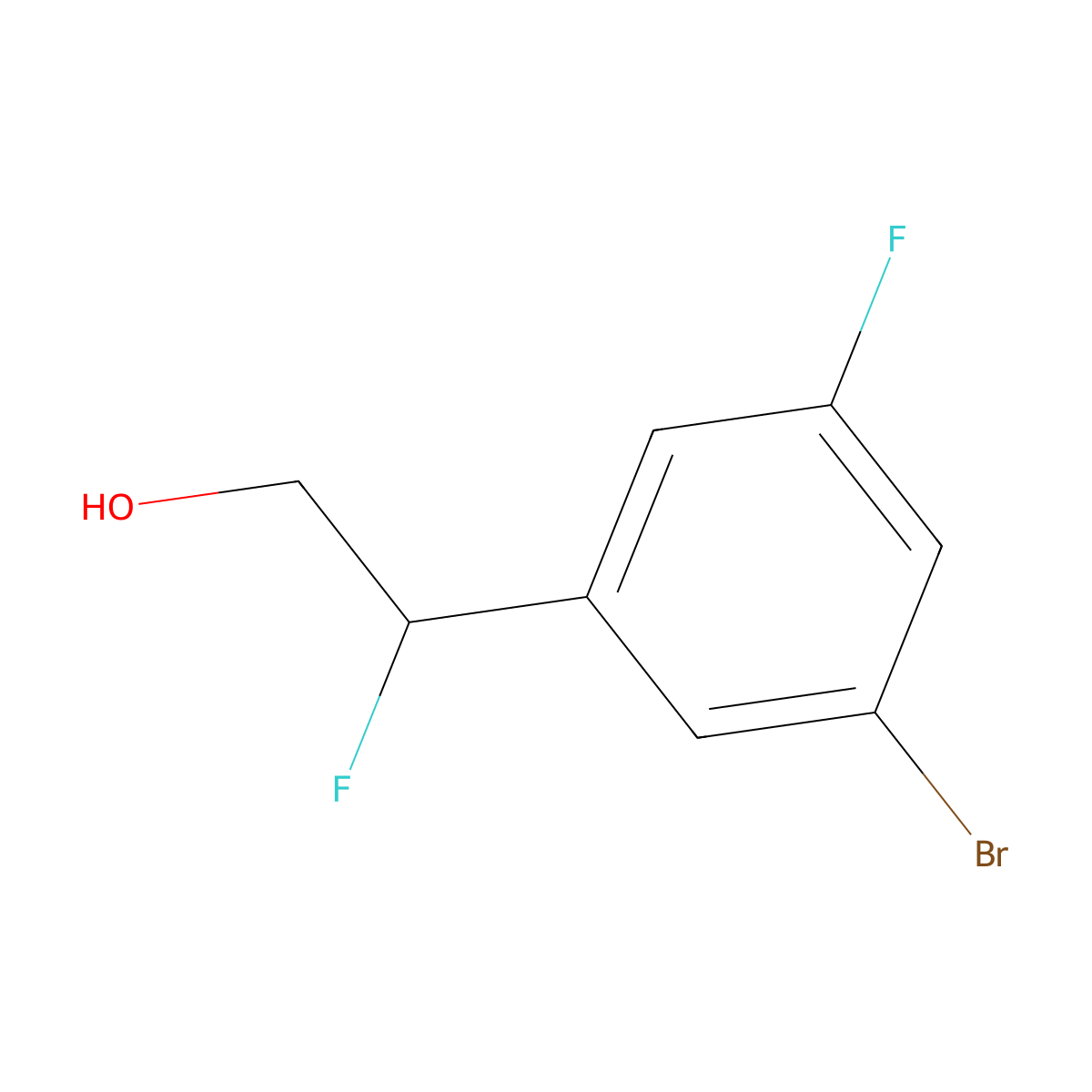 2-(3-Bromo-5-fluorophenyl)-2-fluoroethan-1-ol molecular structure, CAS 2358287-74-6