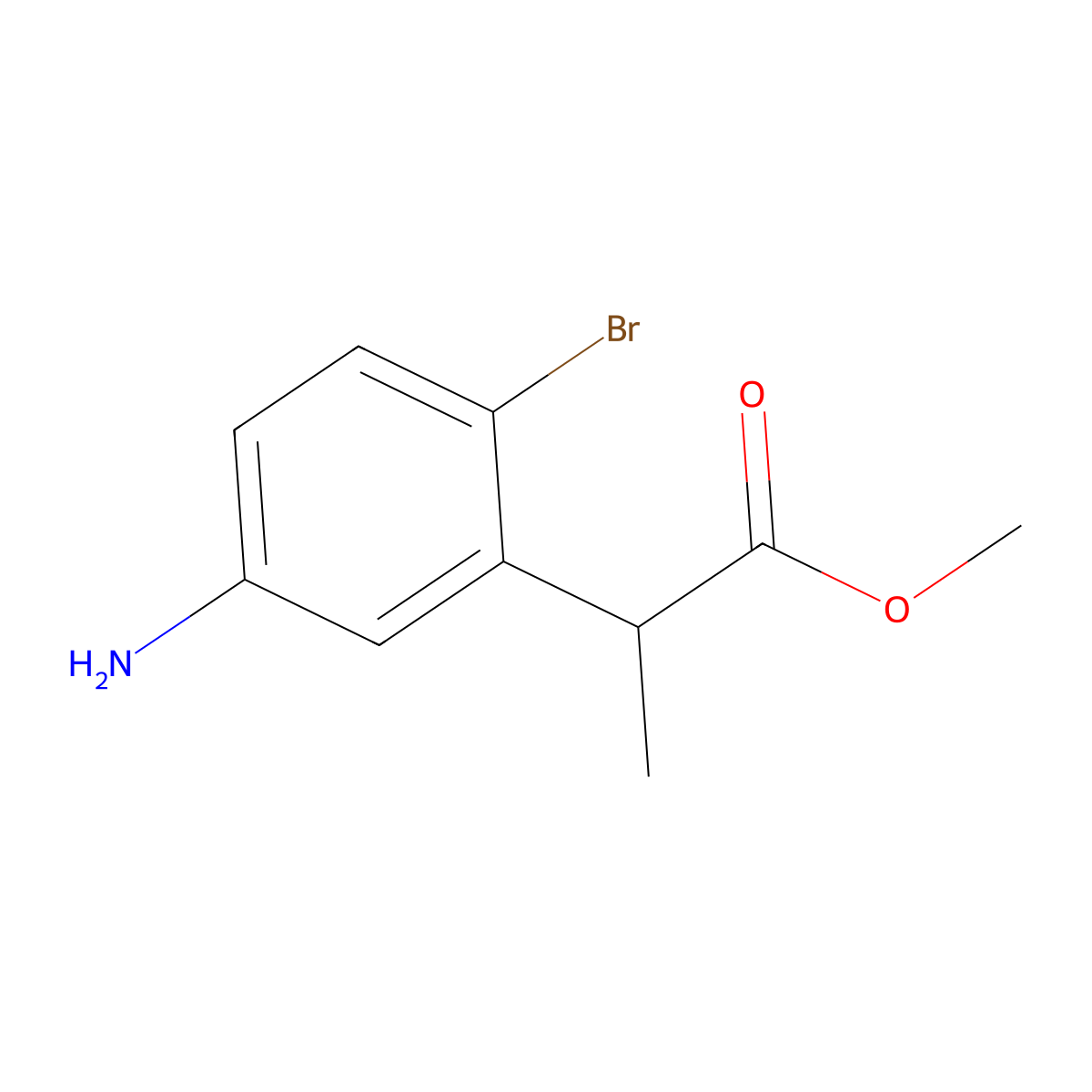 Methyl 2-(5-amino-2-bromophenyl)propanoate molecular structure, CAS 2358356-07-5