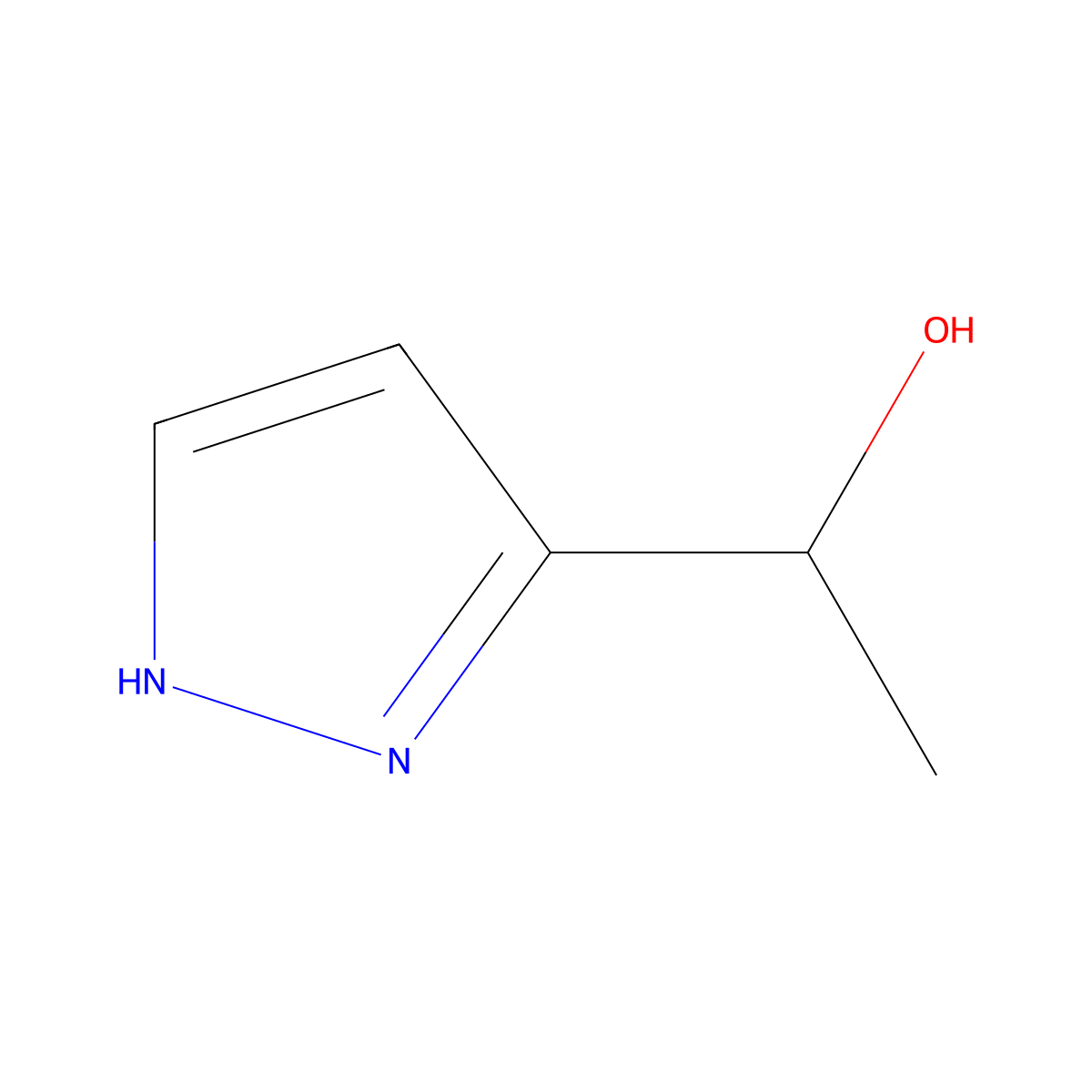 1-(1H-pyrazol-3-yl)ethan-1-ol molecular structure, CAS 23585-50-4