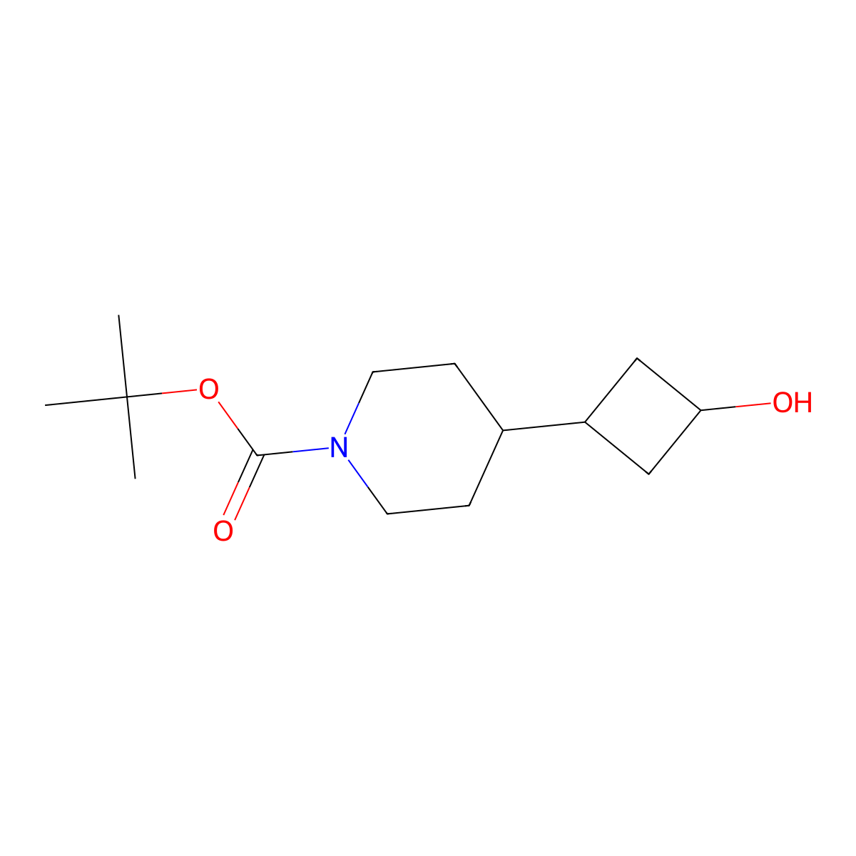 Tert-butyl 4-(3-hydroxycyclobutyl)piperidine-1-carboxylate molecular structure, CAS 2358507-88-5
