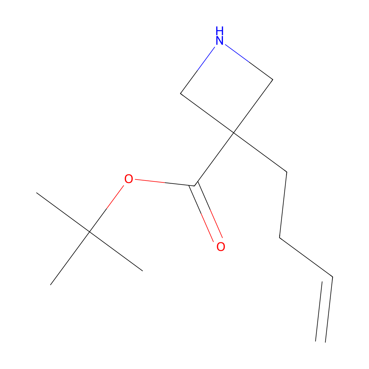 Tert-butyl 3-(but-3-en-1-yl)azetidine-3-carboxylate molecular structure, CAS 2358509-92-7