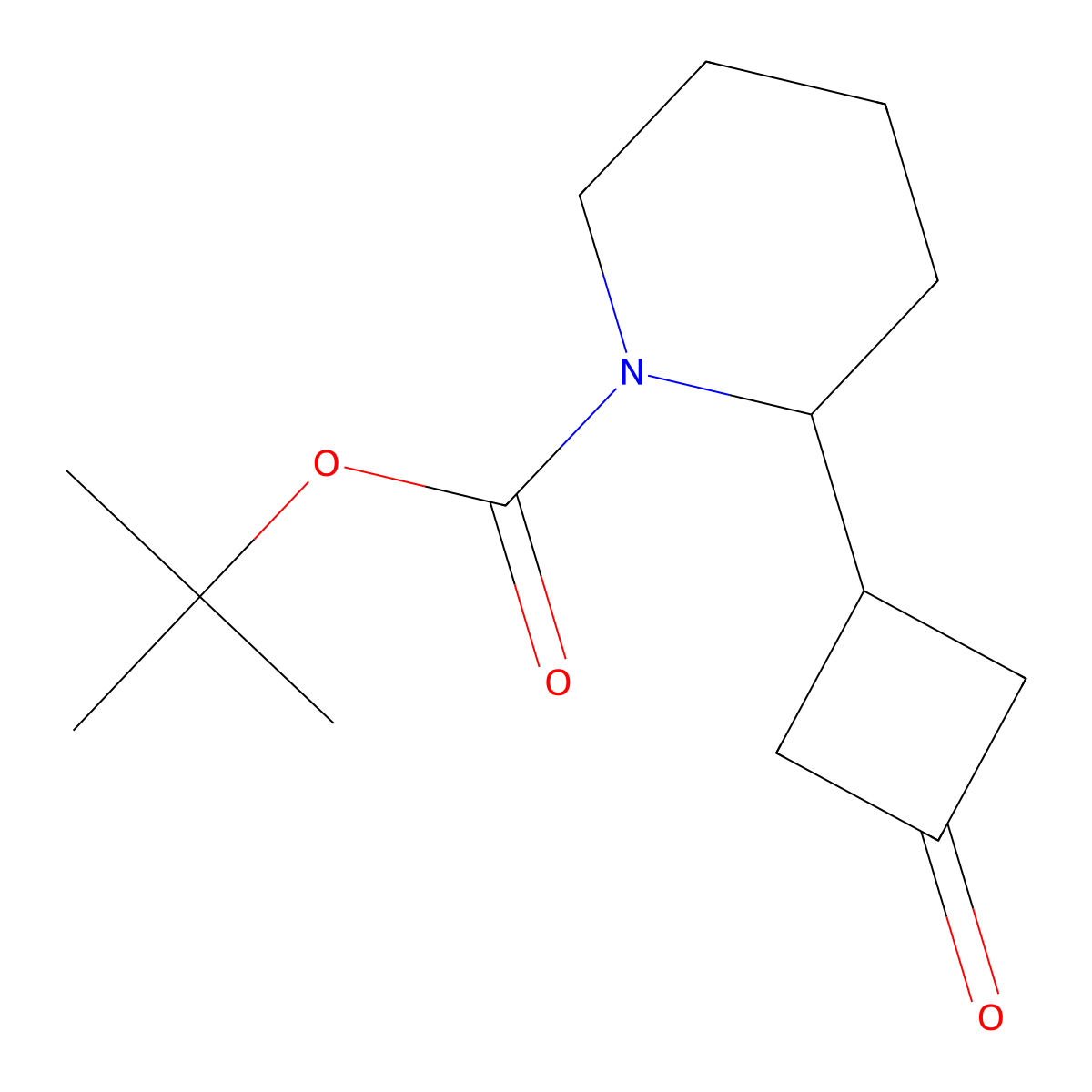 Tert-butyl 2-(3-oxocyclobutyl)piperidine-1-carboxylate molecular structure, CAS 2358527-99-6