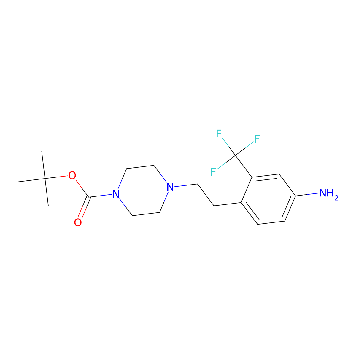 Tert-butyl 4-{2-[4-amino-2-(trifluoromethyl)phenyl]ethyl}piperazine-1-carboxylate molecular structure, CAS 2358596-41-3