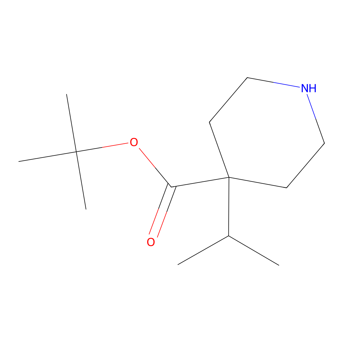 Tert-butyl 4-(propan-2-yl)piperidine-4-carboxylate molecular structure, CAS 2358622-88-3