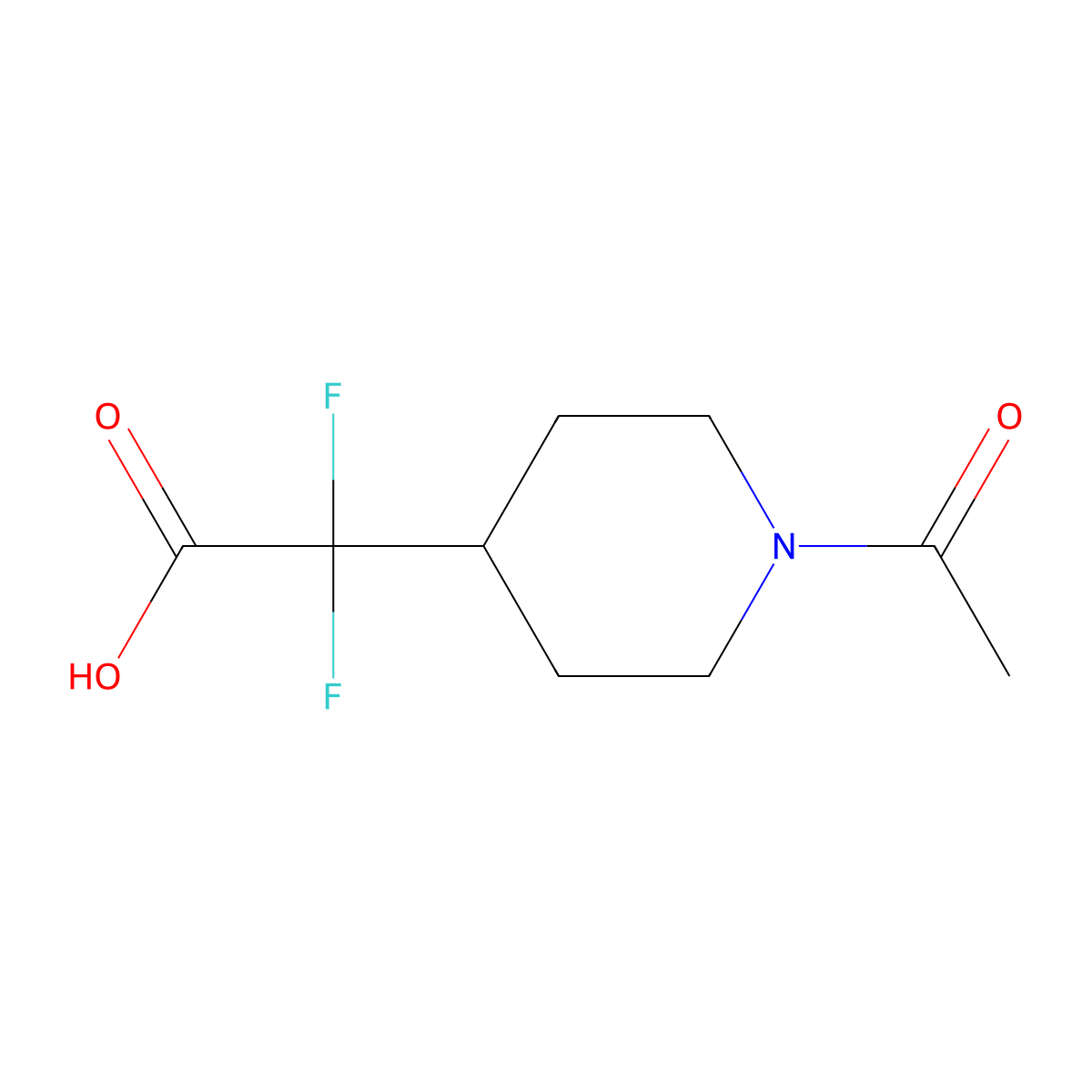 2-(1-Acetylpiperidin-4-yl)-2,2-difluoroacetic acid molecular structure, CAS 2358666-28-9