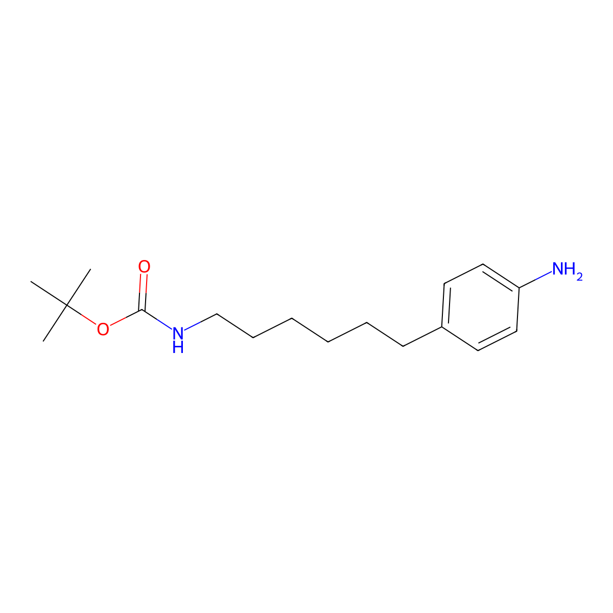 Tert-butyl N-[6-(4-aminophenyl)hexyl]carbamate molecular structure, CAS 2358710-30-0