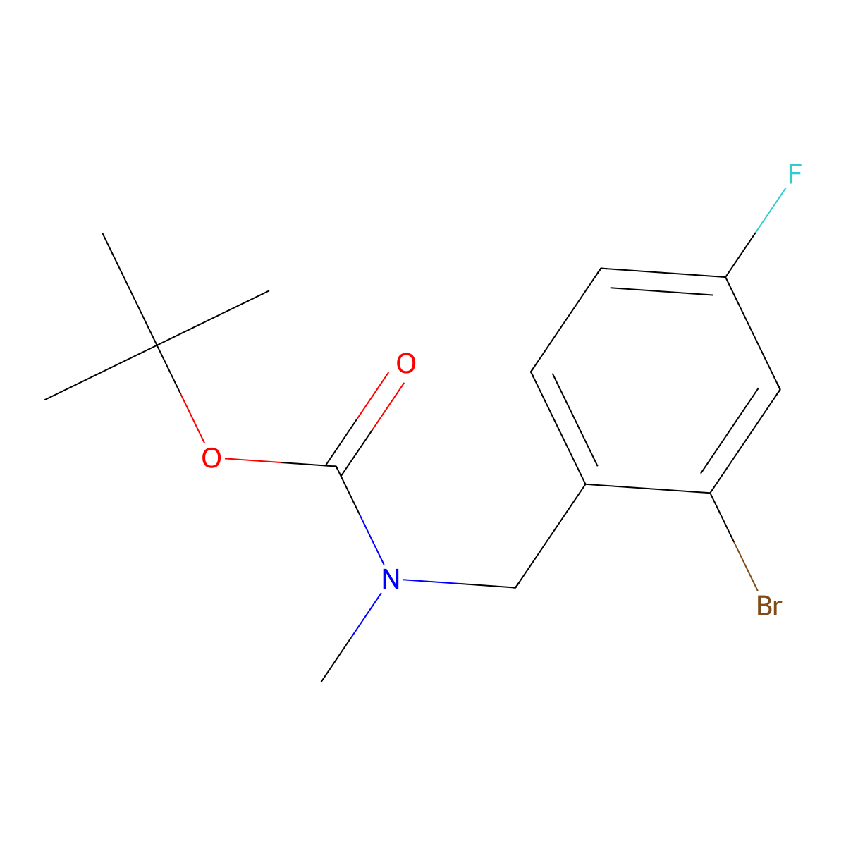 tert-Butyl 2-bromo-4-fluorobenzyl(methyl)carbamate molecular structure, CAS 2358751-43-4
