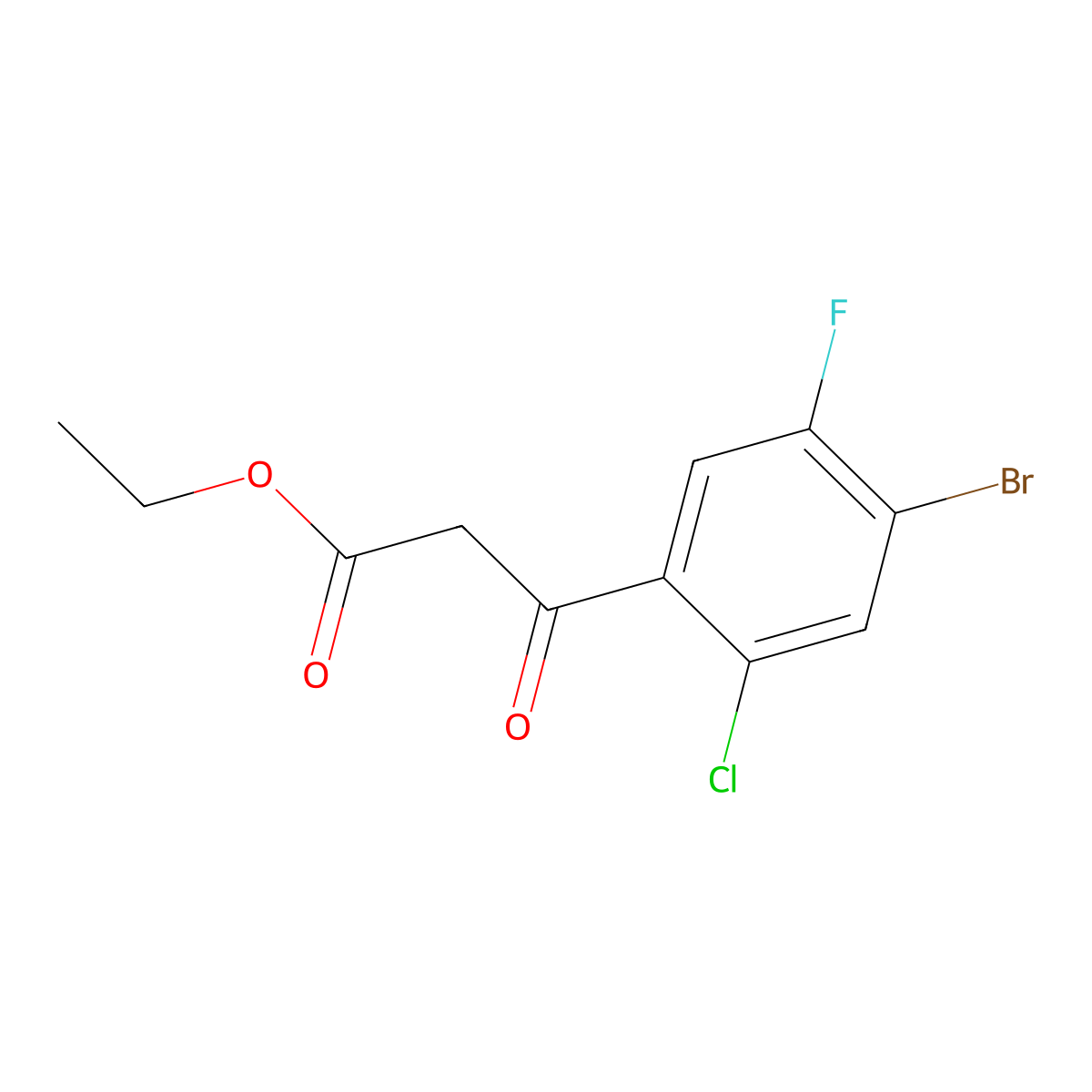 Ethyl 3-(4-bromo-2-chloro-5-fluorophenyl)-3-oxopropanoate molecular structure, CAS 2358751-47-8