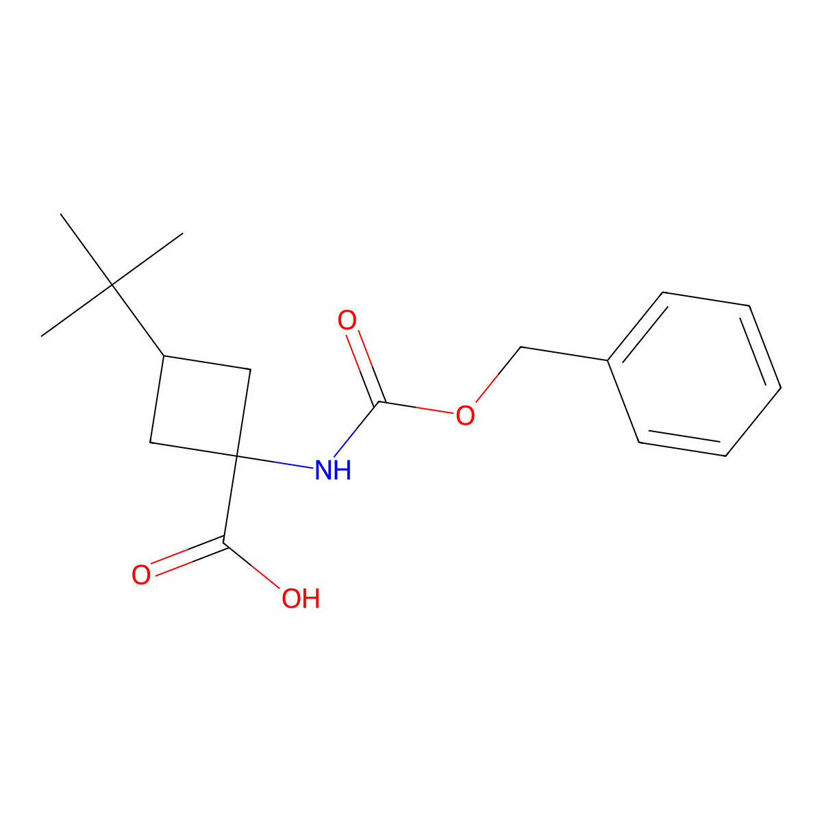 1-(((Benzyloxy)carbonyl)amino)-3-(tert-butyl)cyclobutane-1-carboxylic acid molecular structure, CAS 2358871-65-3