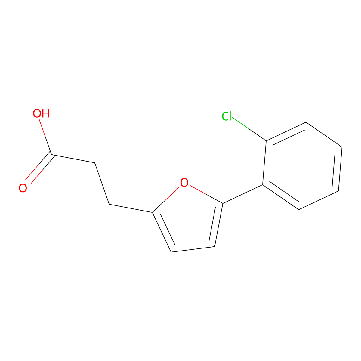 3-(5-(2-Chlorophenyl)furan-2-yl)propanoic acid molecular structure, CAS 23589-10-8