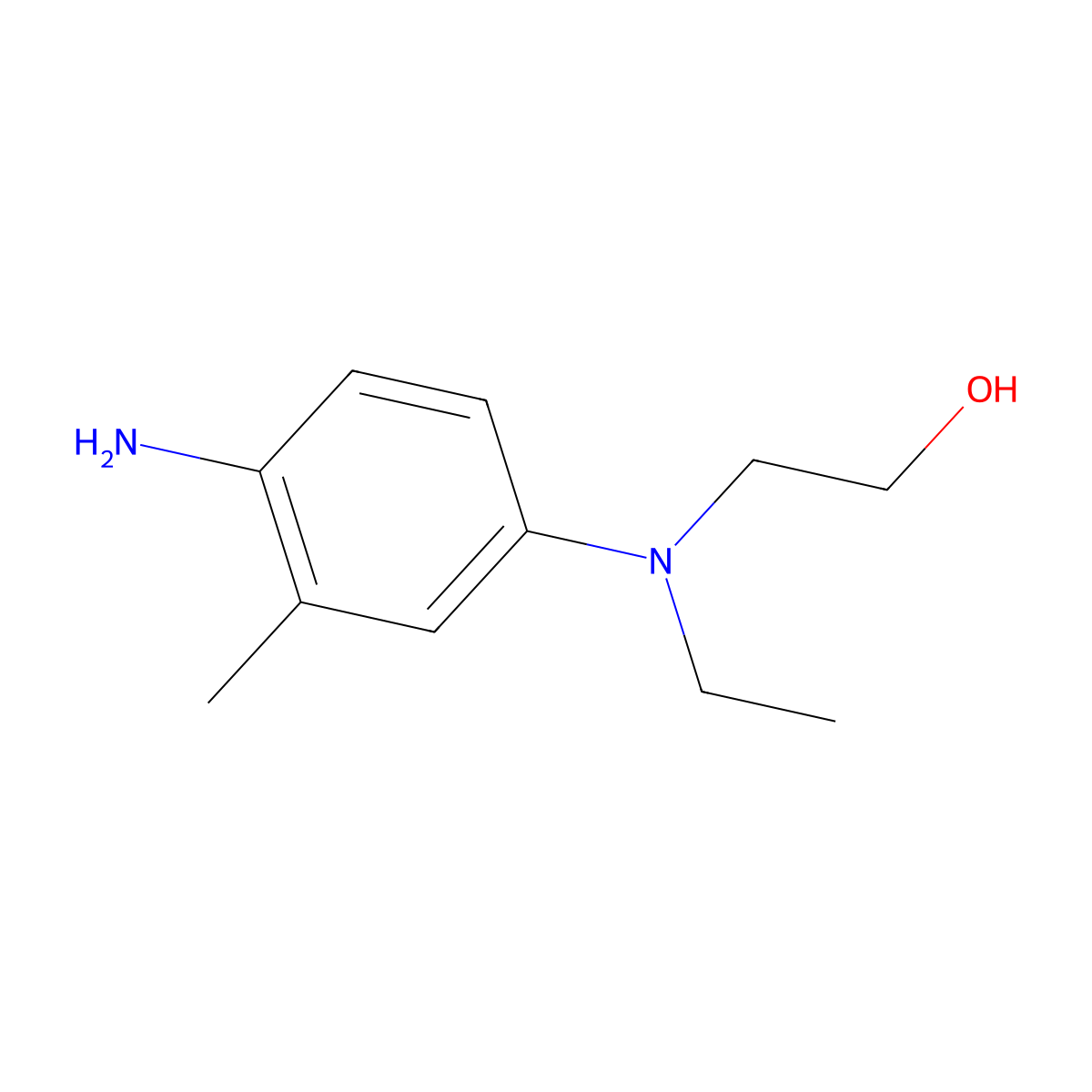2-Methyl-4-(N-ethyl-N-(beta-hydroxyethyl)amino)aniline molecular structure, CAS 2359-51-5