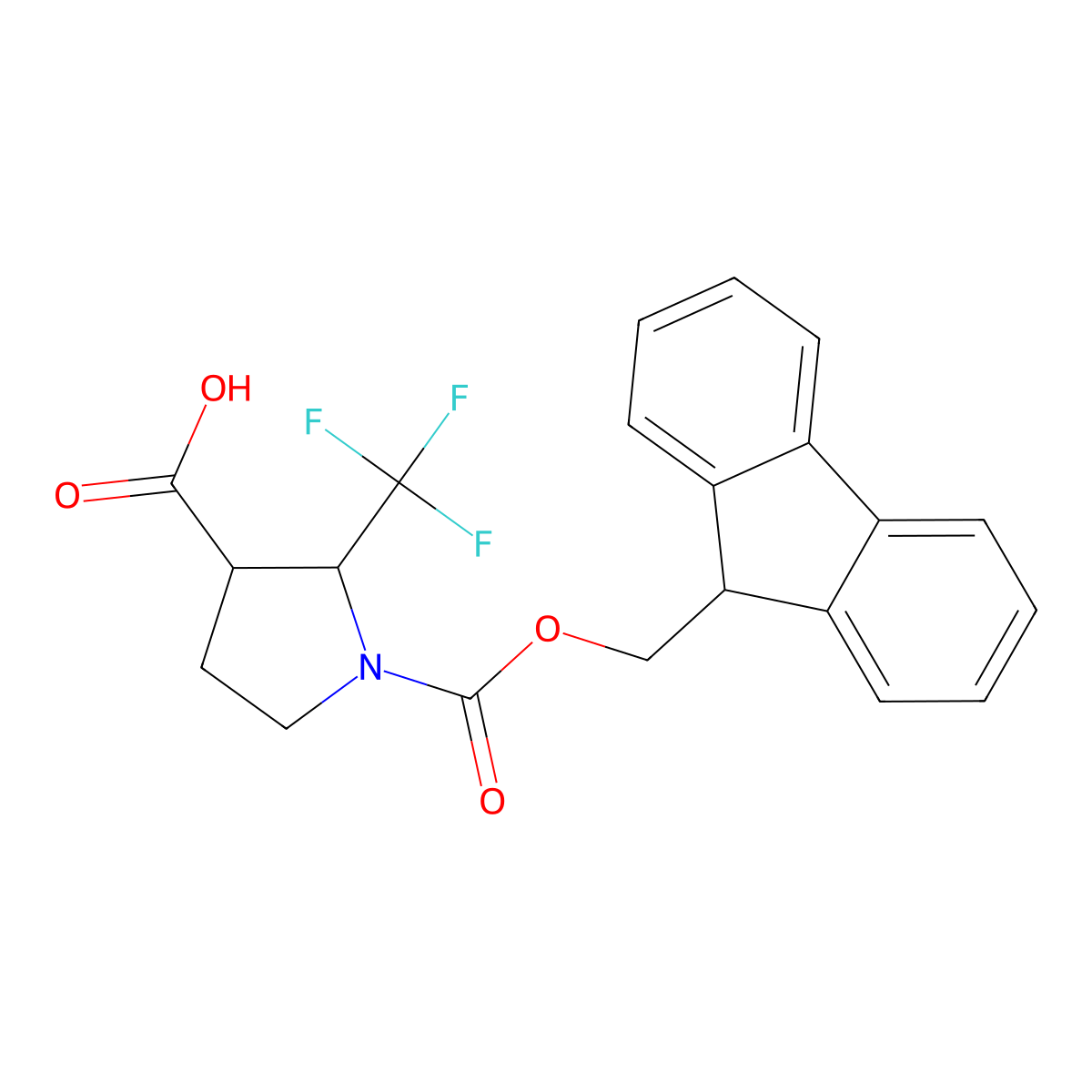 1-{[(9H-fluoren-9-yl)methoxy]carbonyl}-2-(trifluoromethyl)pyrrolidine-3-carboxylic acid molecular structure, CAS 2359006-81-6