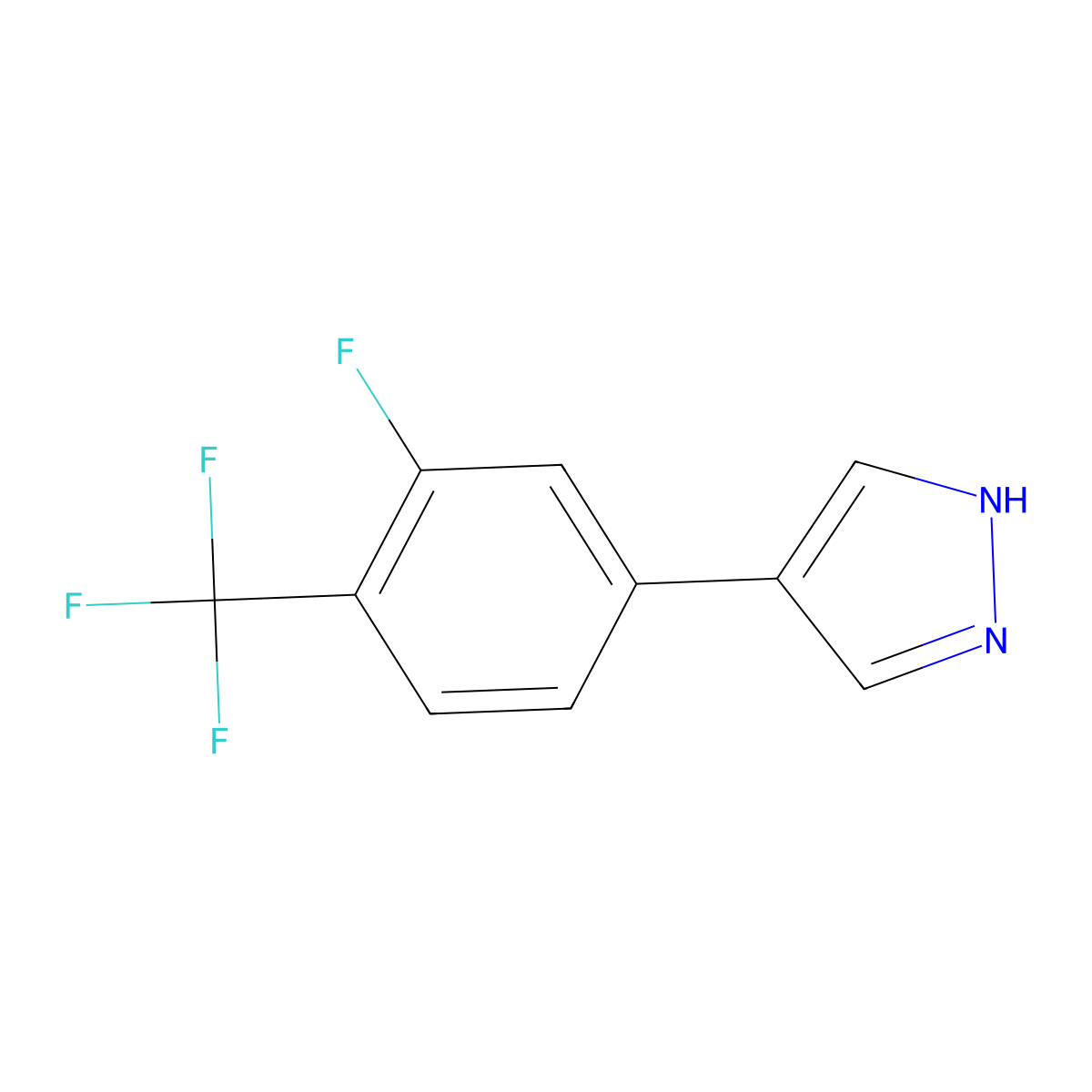 4-[3-fluoro-4-(trifluoromethyl)phenyl]-1H-pyrazole molecular structure, CAS 2359012-44-3