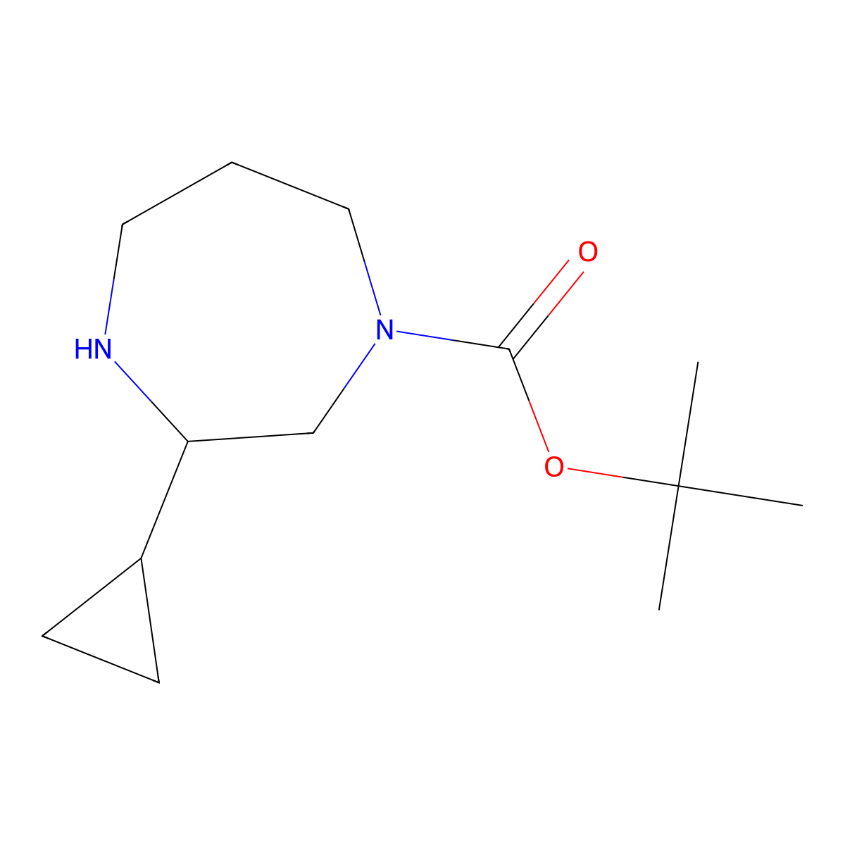 Tert-butyl 3-cyclopropyl-1,4-diazepane-1-carboxylate molecular structure, CAS 2359095-16-0