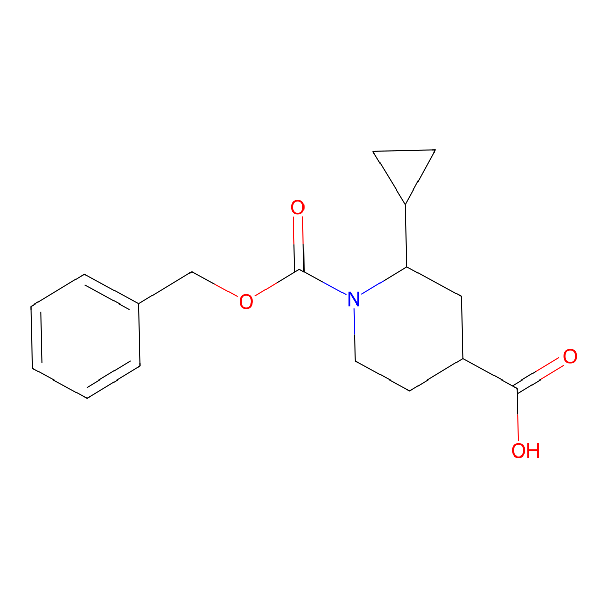 1-[(Benzyloxy)carbonyl]-2-cyclopropylpiperidine-4-carboxylic acid molecular structure, CAS 2359132-14-0