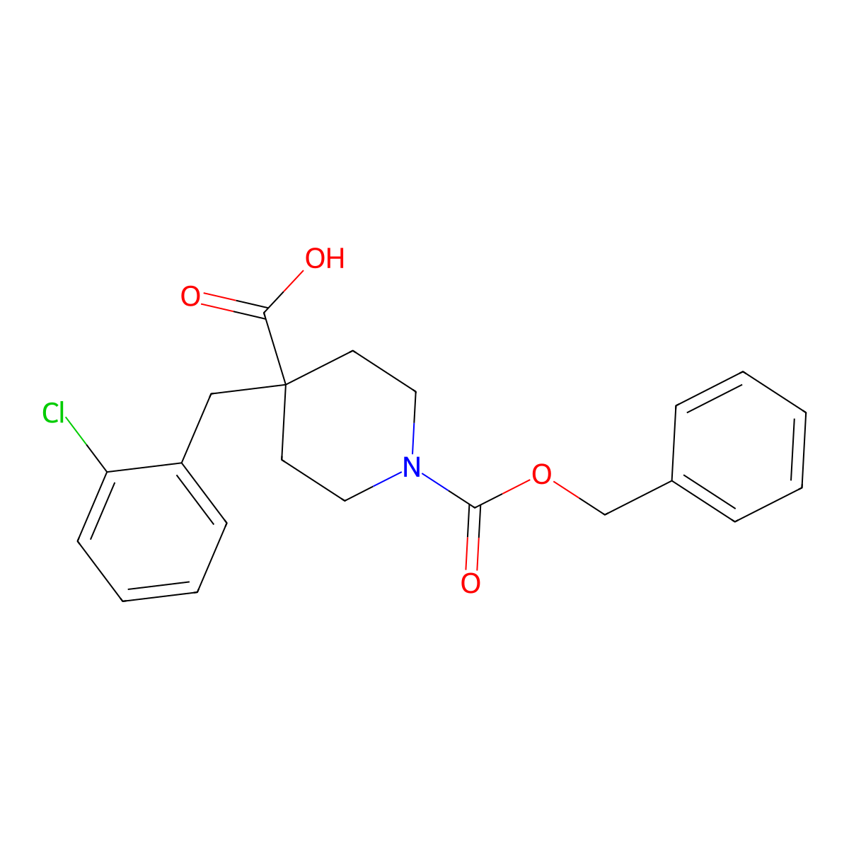 1-[(Benzyloxy)carbonyl]-4-[(2-chlorophenyl)methyl]piperidine-4-carboxylic acid molecular structure, CAS 2359200-53-4