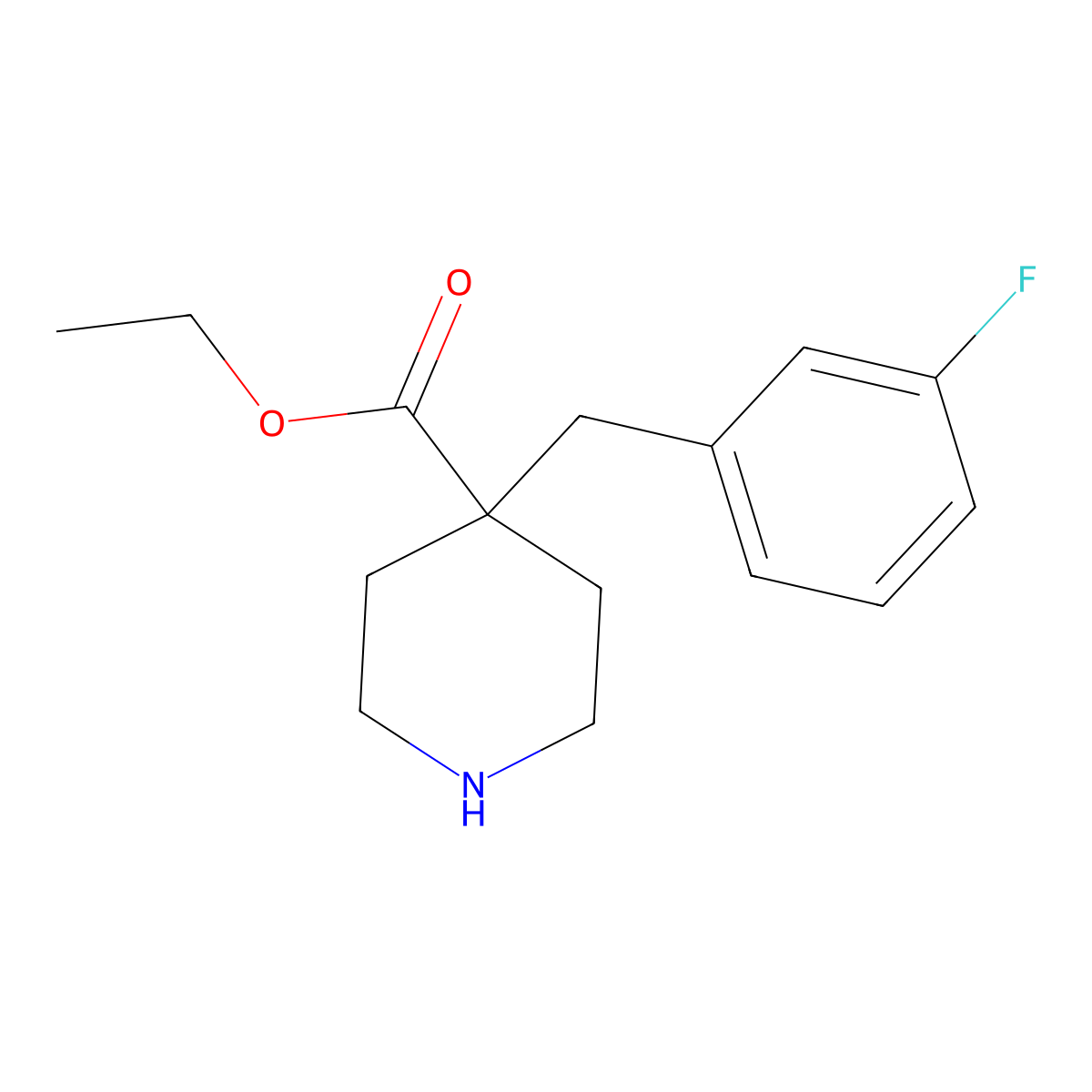 Ethyl 4-[(3-fluorophenyl)methyl]piperidine-4-carboxylate molecular structure, CAS 2359200-61-4