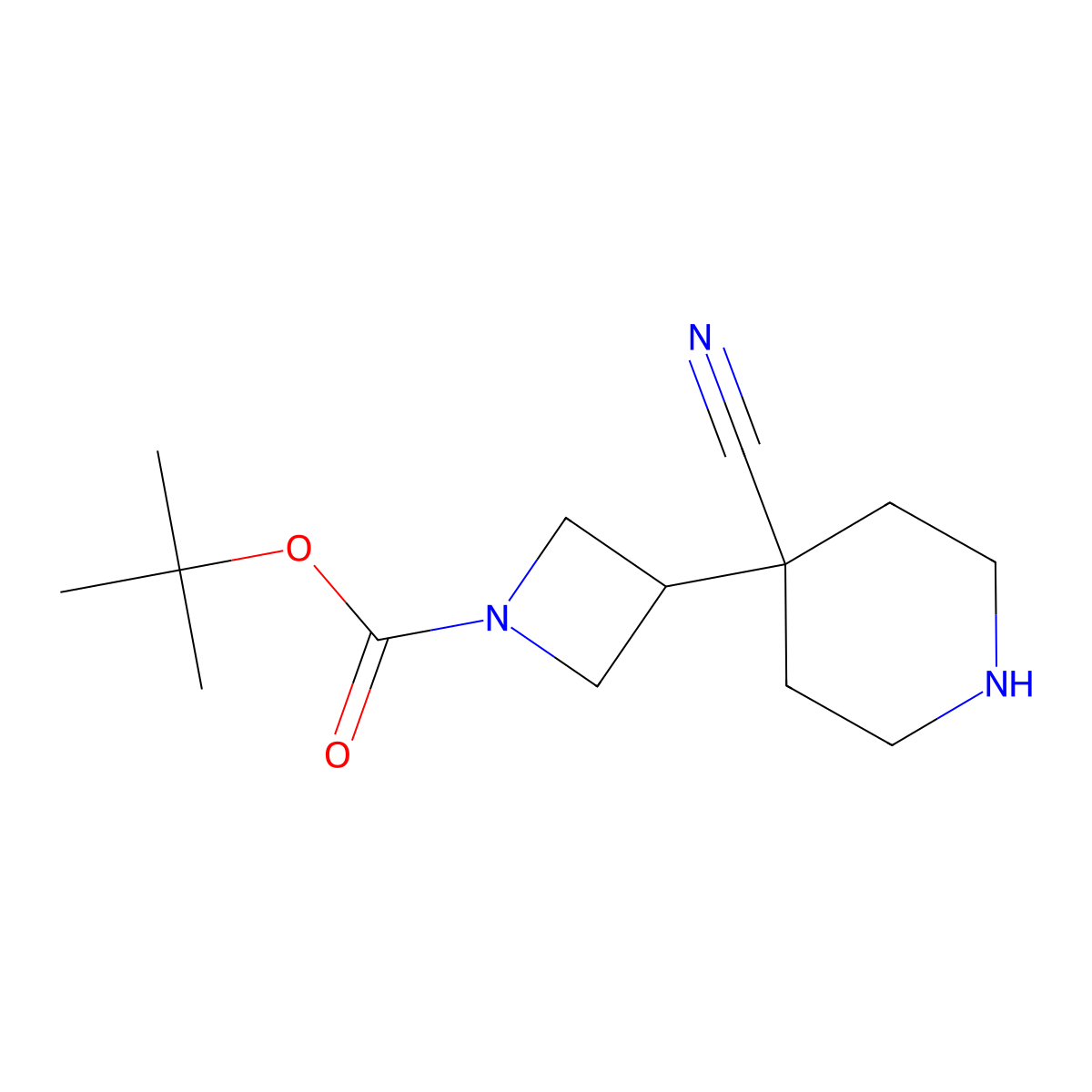 Tert-butyl 3-(4-cyanopiperidin-4-yl)azetidine-1-carboxylate molecular structure, CAS 2359202-06-3