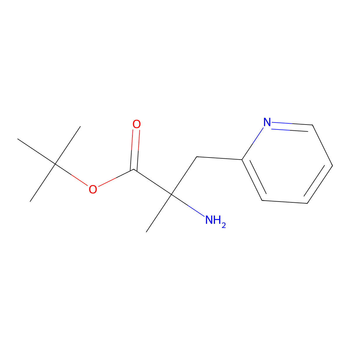 Tert-butyl 2-amino-2-methyl-3-(pyridin-2-yl)propanoate molecular structure, CAS 2359202-78-9