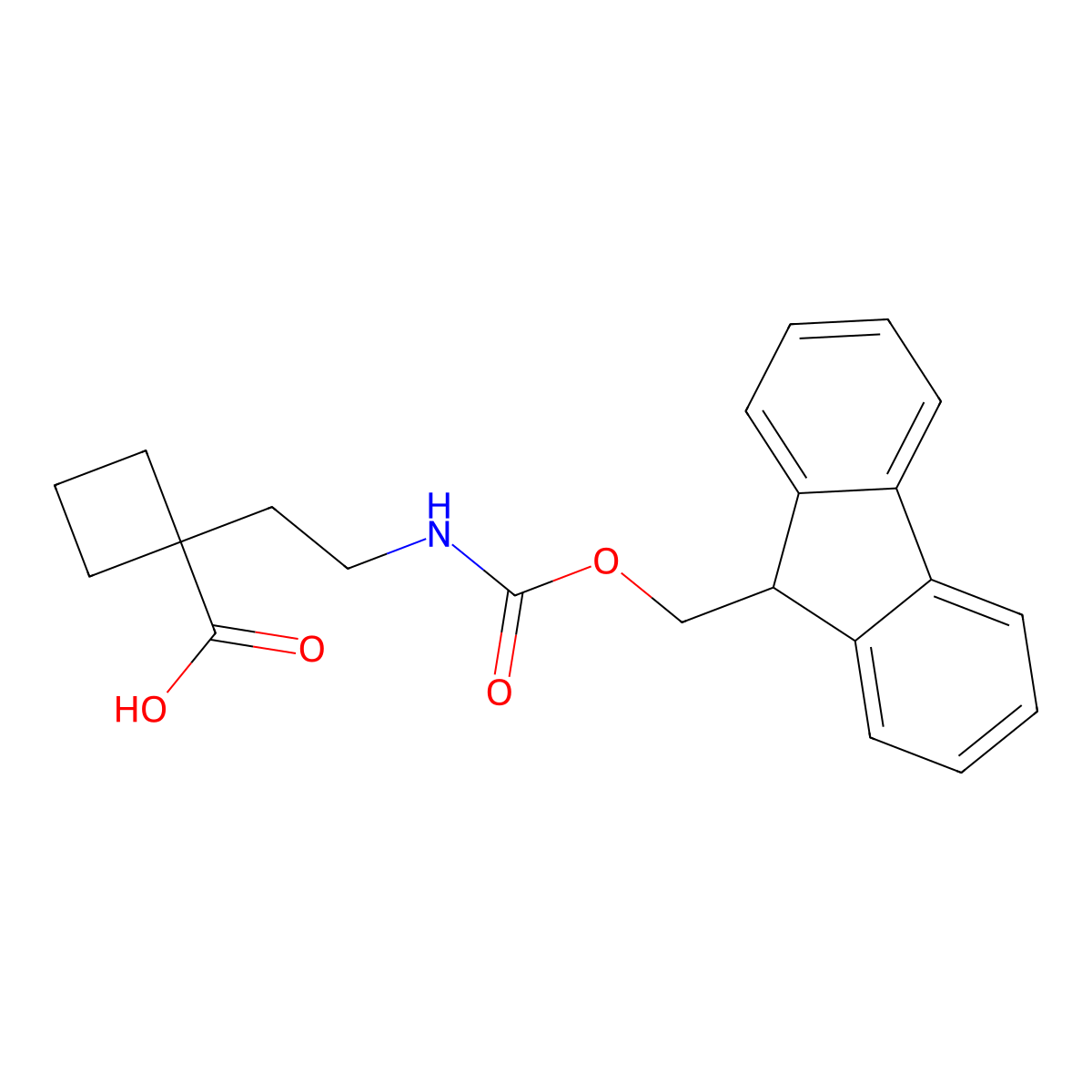 1-[2-({[(9H-fluoren-9-yl)methoxy]carbonyl}amino)ethyl]cyclobutane-1-carboxylic acid molecular structure, CAS 2359228-79-6