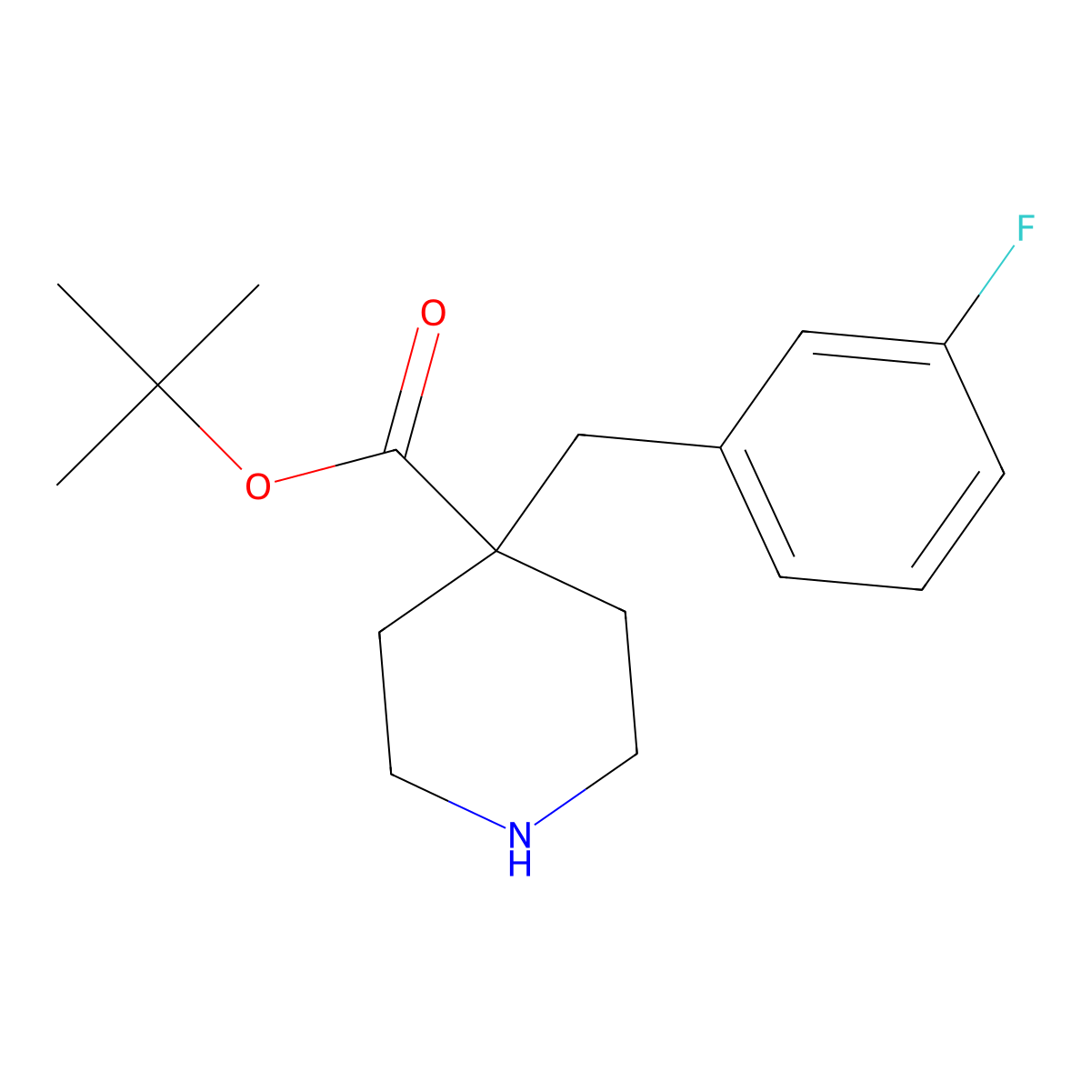 Tert-butyl 4-[(3-fluorophenyl)methyl]piperidine-4-carboxylate molecular structure, CAS 2359229-79-9