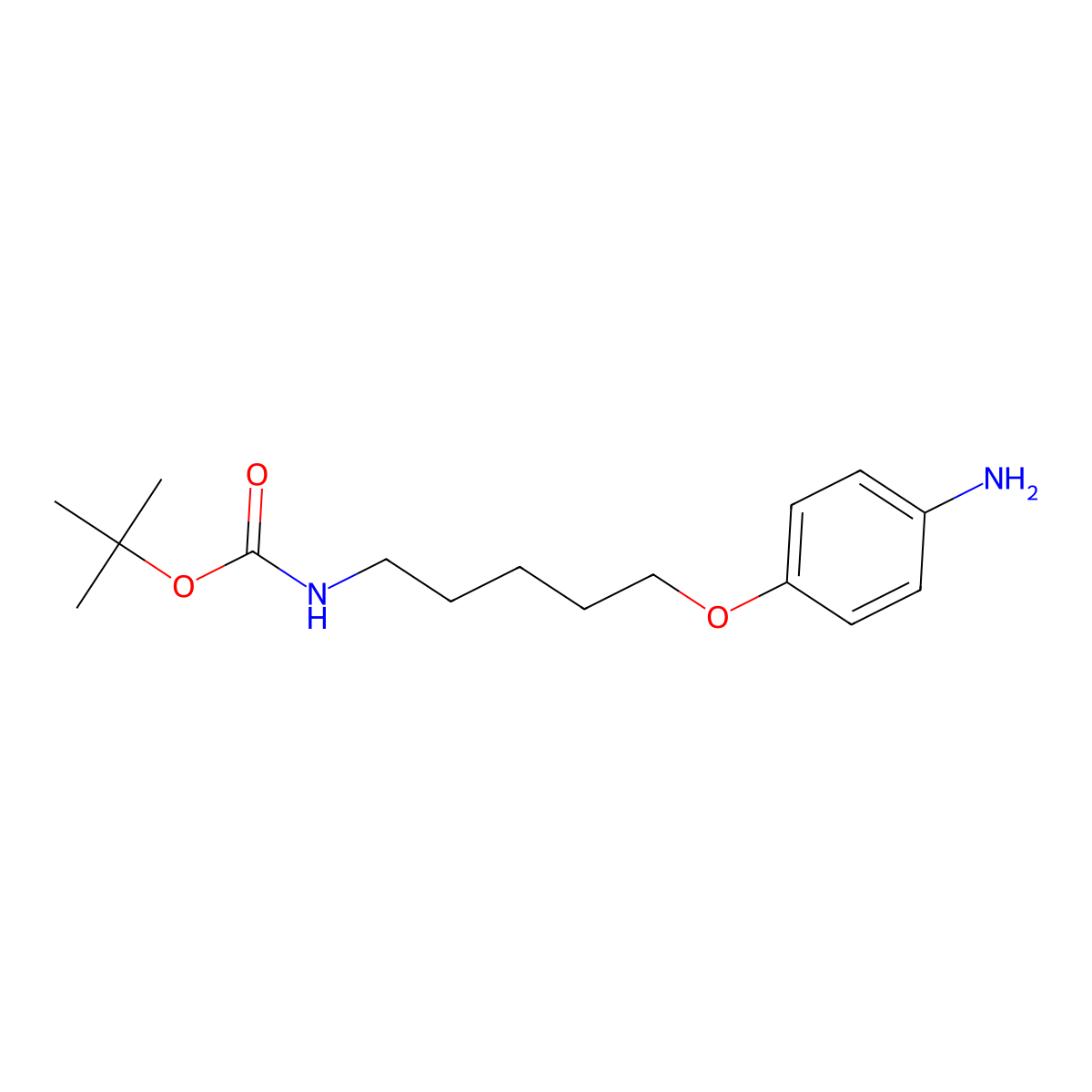Tert-butyl N-[5-(4-aminophenoxy)pentyl]carbamate molecular structure, CAS 2359250-51-2