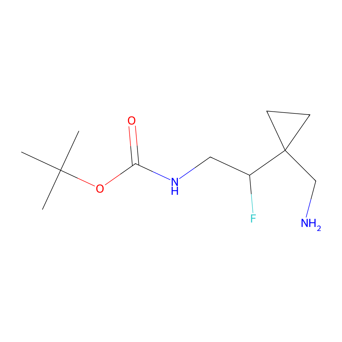 tert-butyl N-[2-[1-(aminomethyl)cyclopropyl]-2-fluoroethyl]carbamate molecular structure, CAS 2359252-01-8