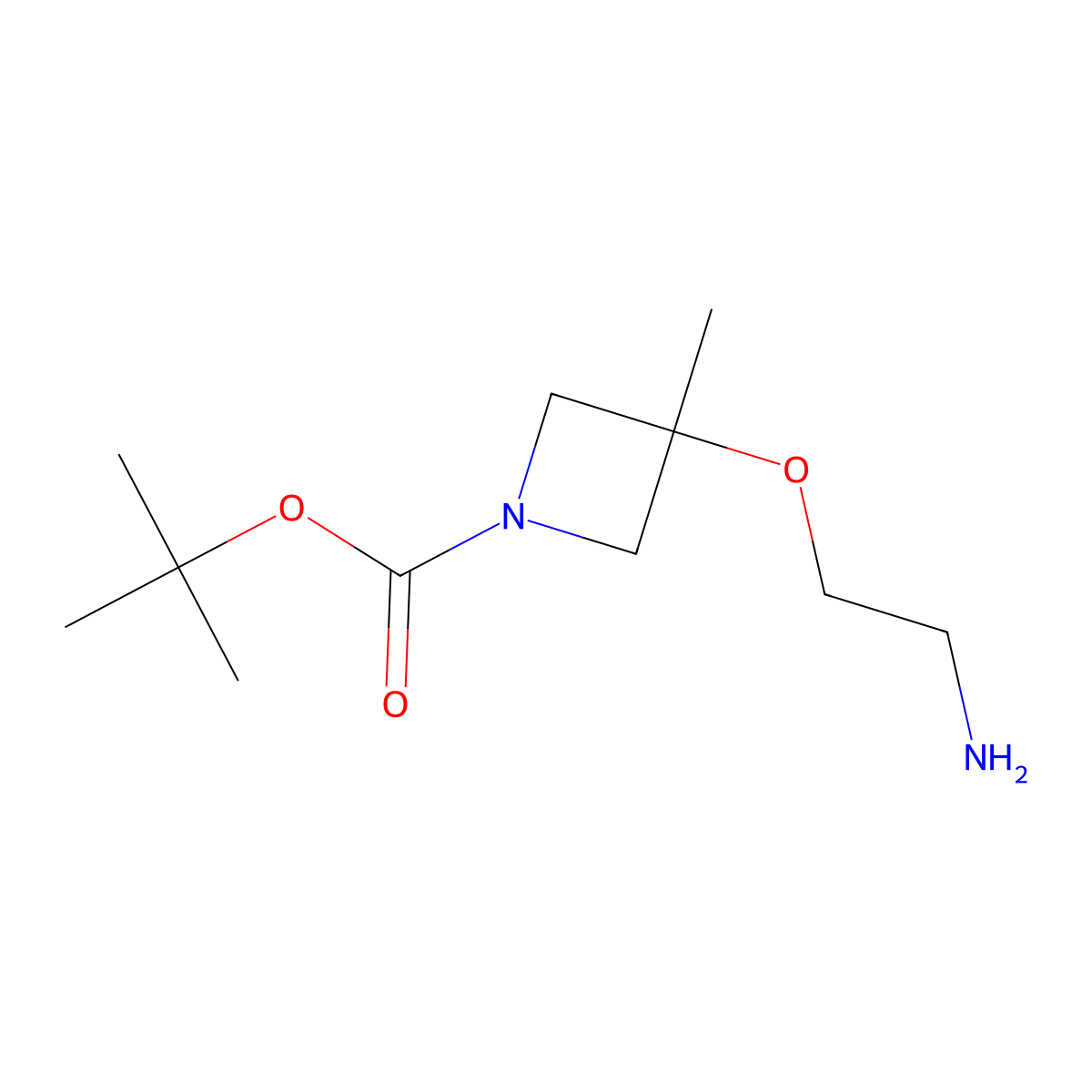 Tert-butyl 3-(2-aminoethoxy)-3-methylazetidine-1-carboxylate molecular structure, CAS 2359256-63-4