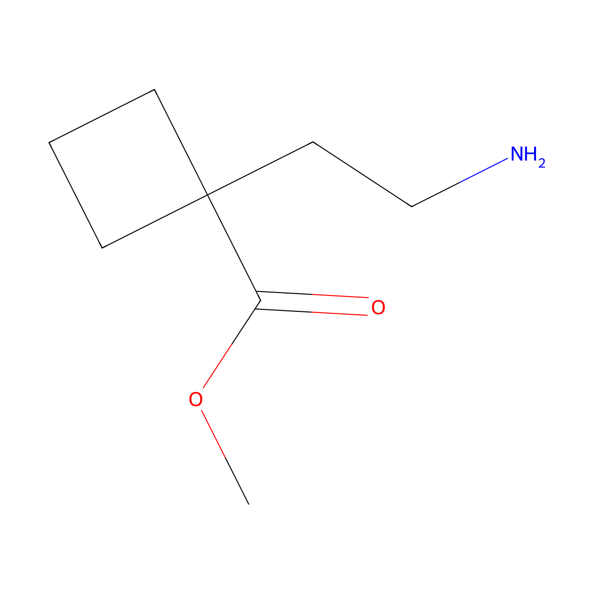 Methyl 1-(2-aminoethyl)cyclobutane-1-carboxylate molecular structure, CAS 2359281-69-7