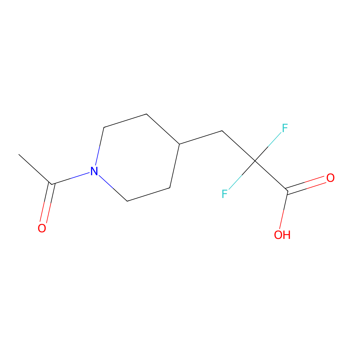 3-(1-Acetylpiperidin-4-yl)-2,2-difluoropropanoic acid molecular structure, CAS 2359283-99-9