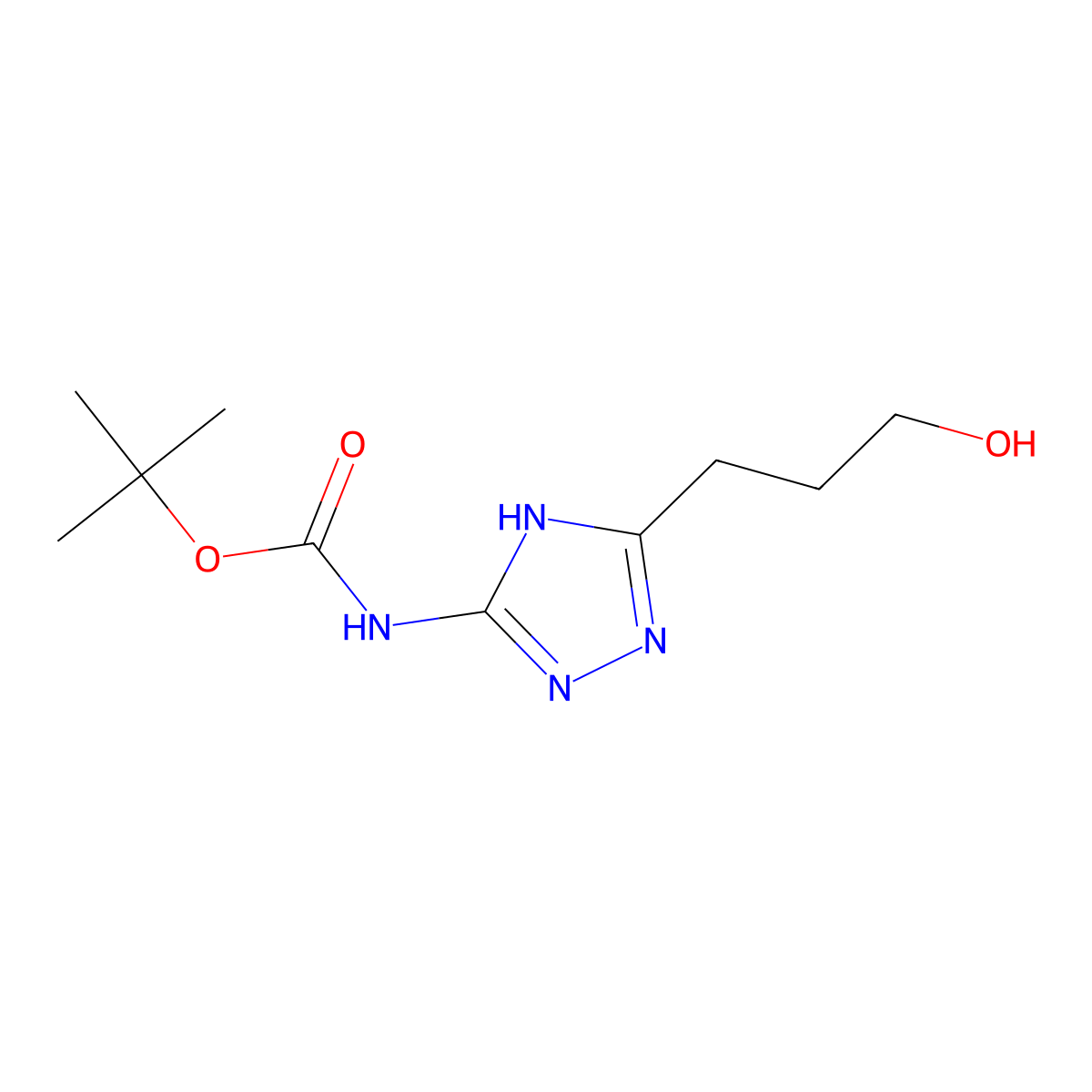 tert-butyl N-[5-(3-hydroxypropyl)-4H-1,2,4-triazol-3-yl]carbamate molecular structure, CAS 2359288-37-0