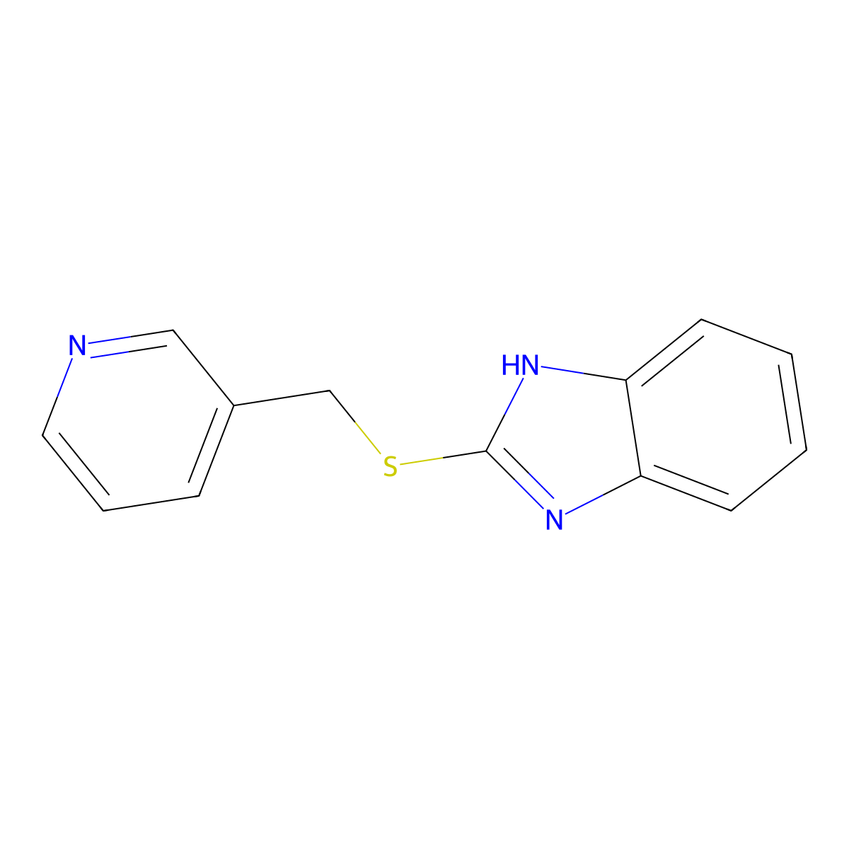 2-((pyridin-3-ylmethyl)thio)-1H-benzo[d]imidazole molecular structure, CAS 23593-26-2